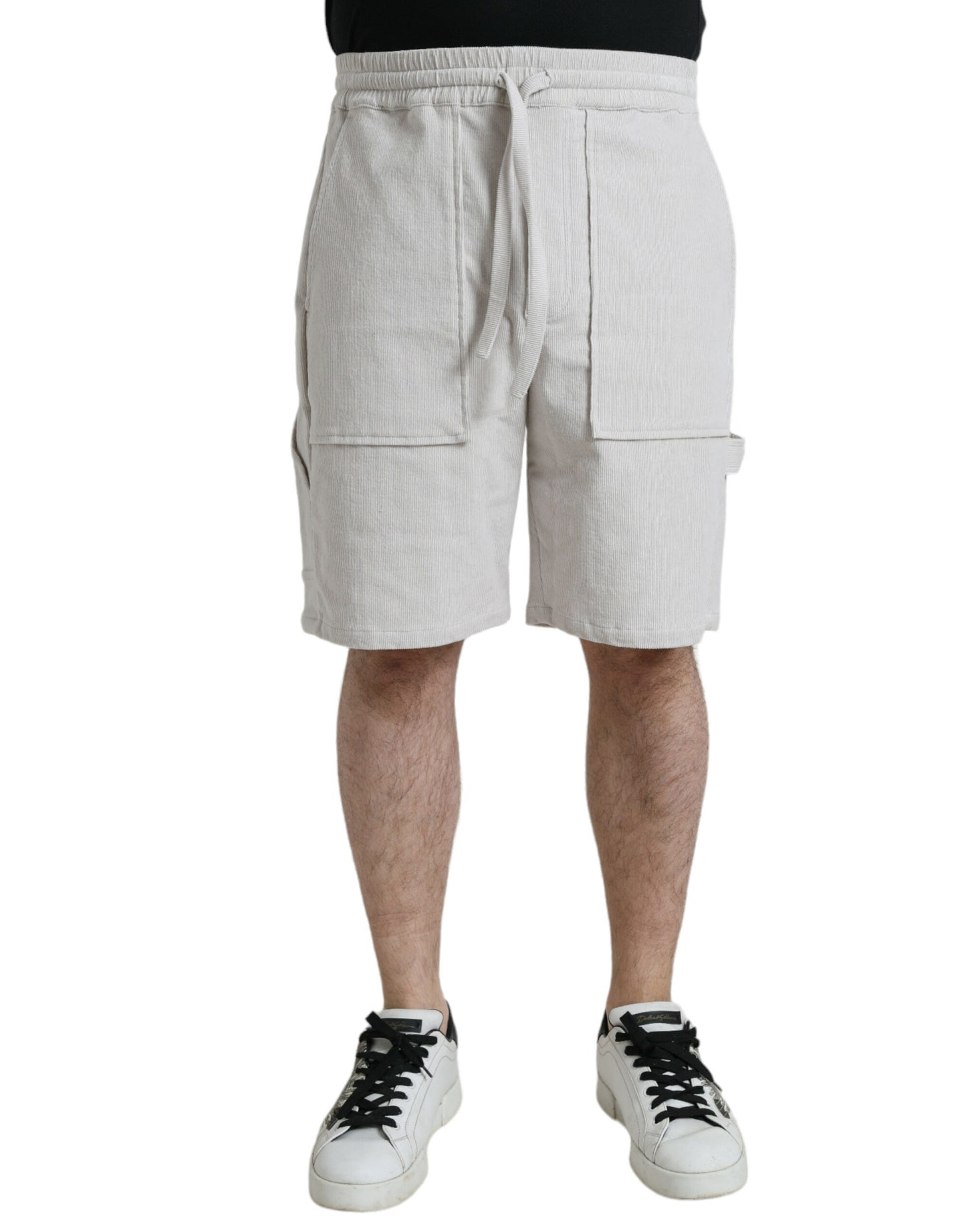 - Beige Cotton Corduroy Men's Bermuda Shorts
