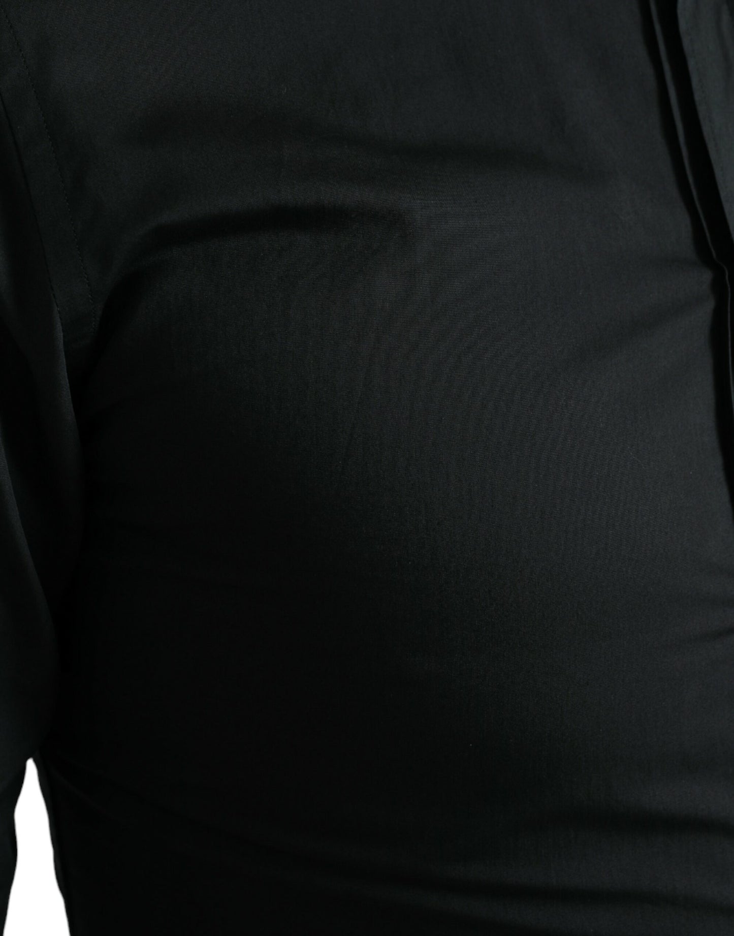 - Elegant Slim Black Silk Blend Dress Shirt