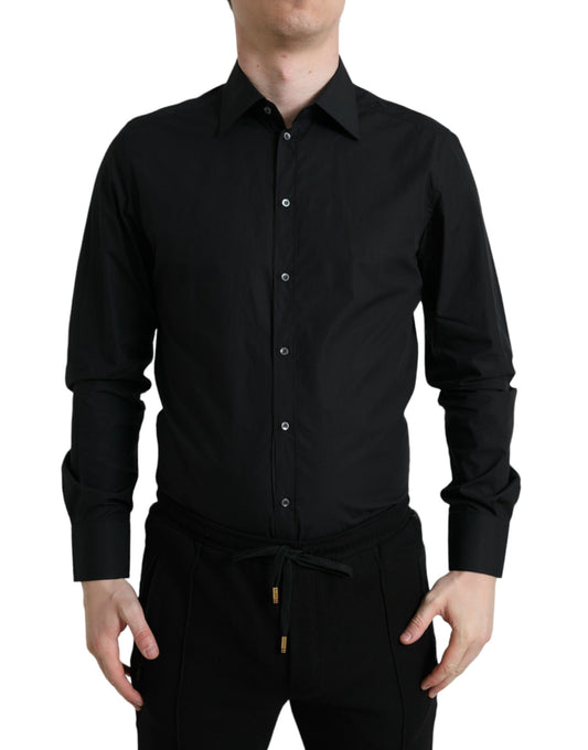 - Sleek Black Slim Fit Italian Dress Shirt