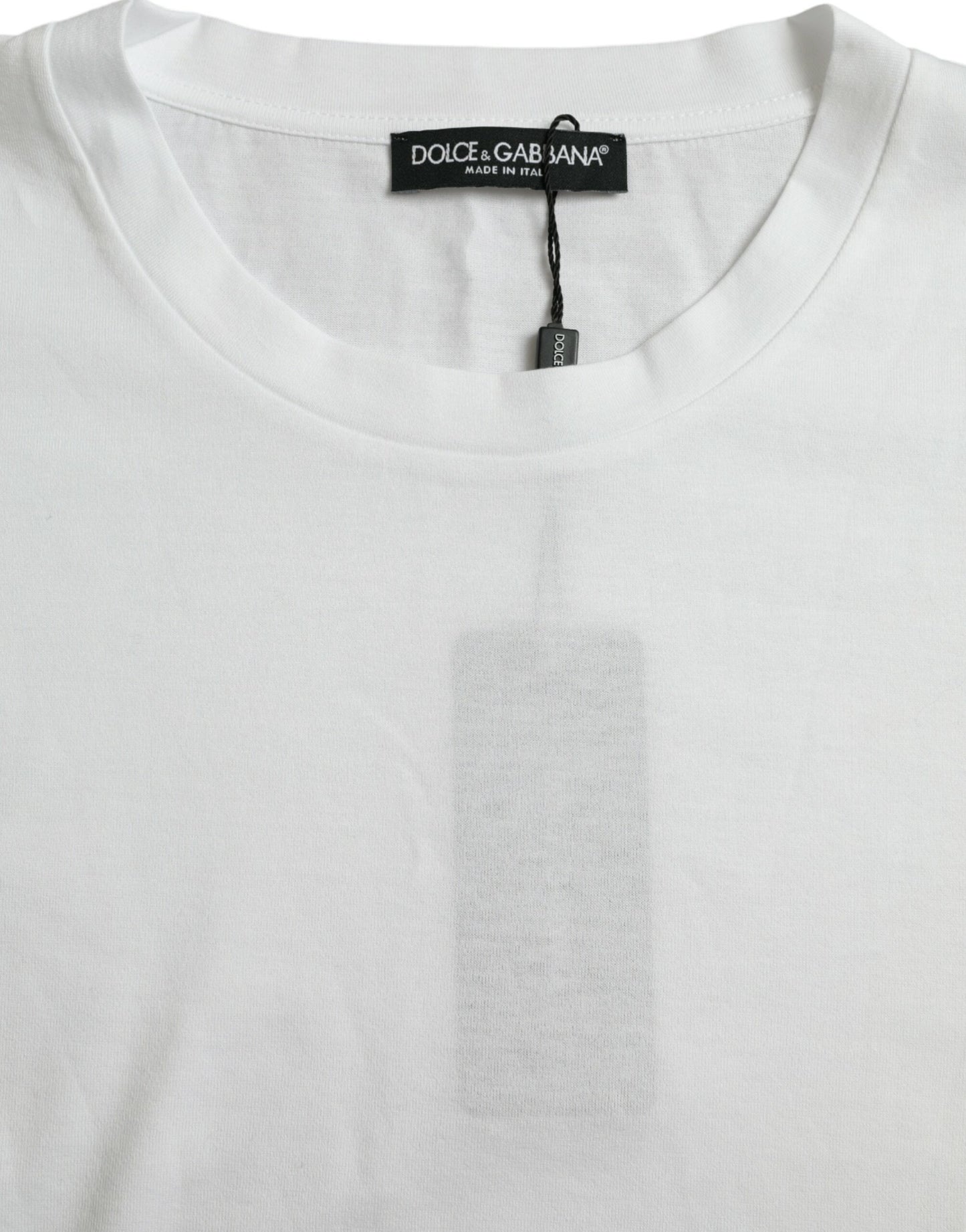 Elegant White Crew Neck Luxury Tee by Dolce & Gabbana