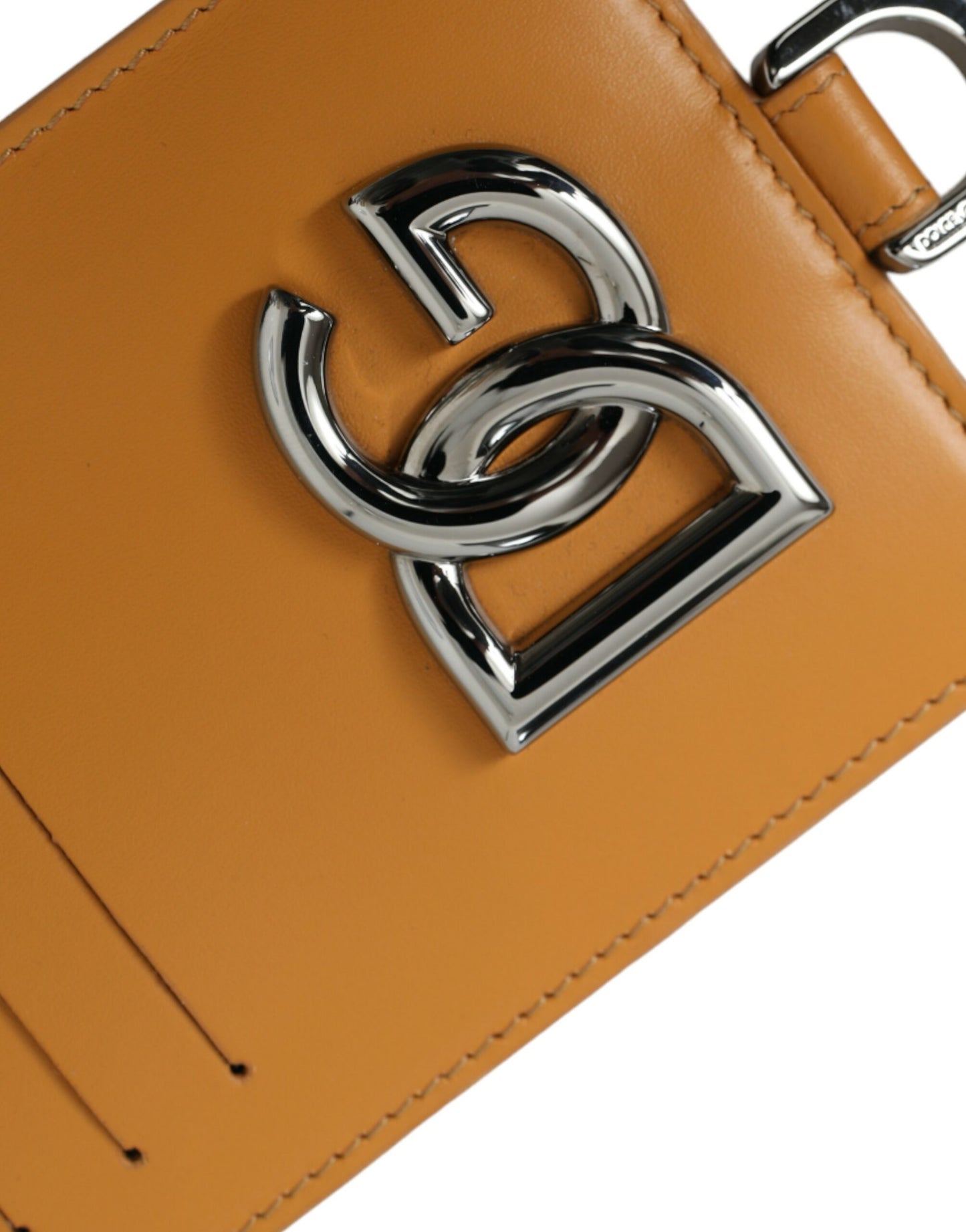 - Elegant Orange Calf Leather Card Holder