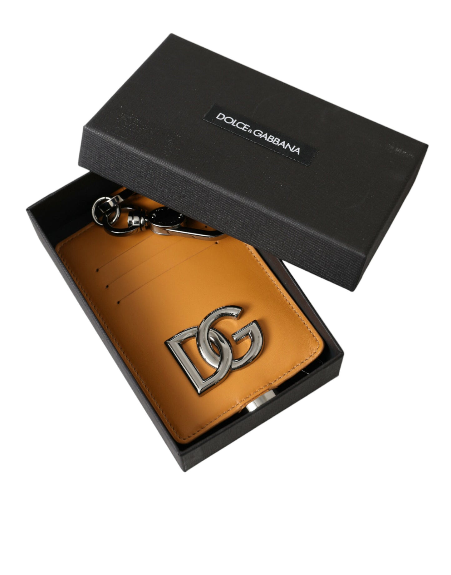 - Elegant Orange Calf Leather Card Holder