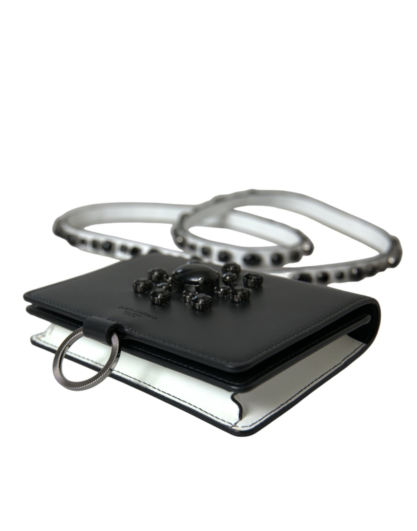 - Elegant Crystal-Embellished Leather Card Holder
