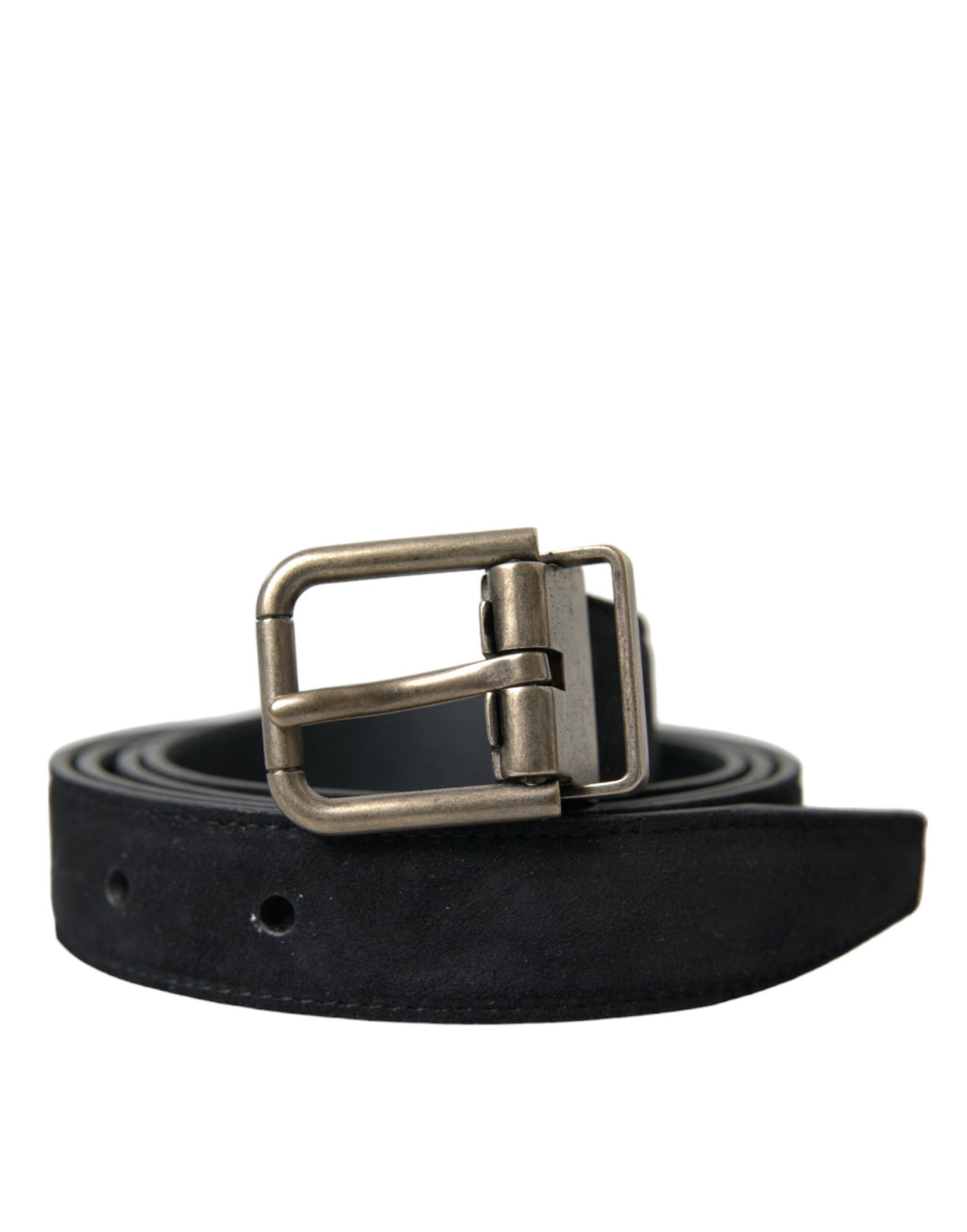 - Elegant Black Leather Belt with Metal Buckle