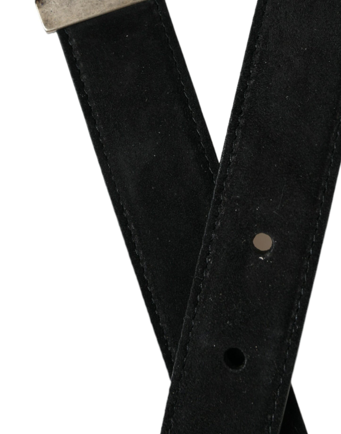 - Elegant Black Leather Belt with Metal Buckle