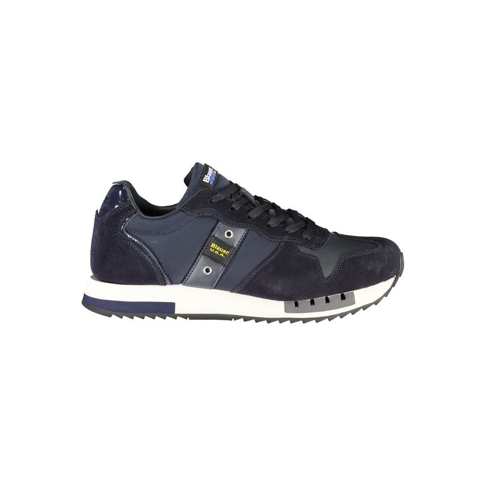 - Contrast Lace-Up Sports Sneakers in Blue