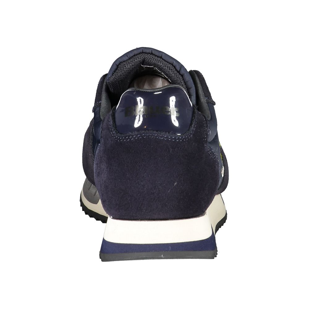 - Contrast Lace-Up Sports Sneakers in Blue