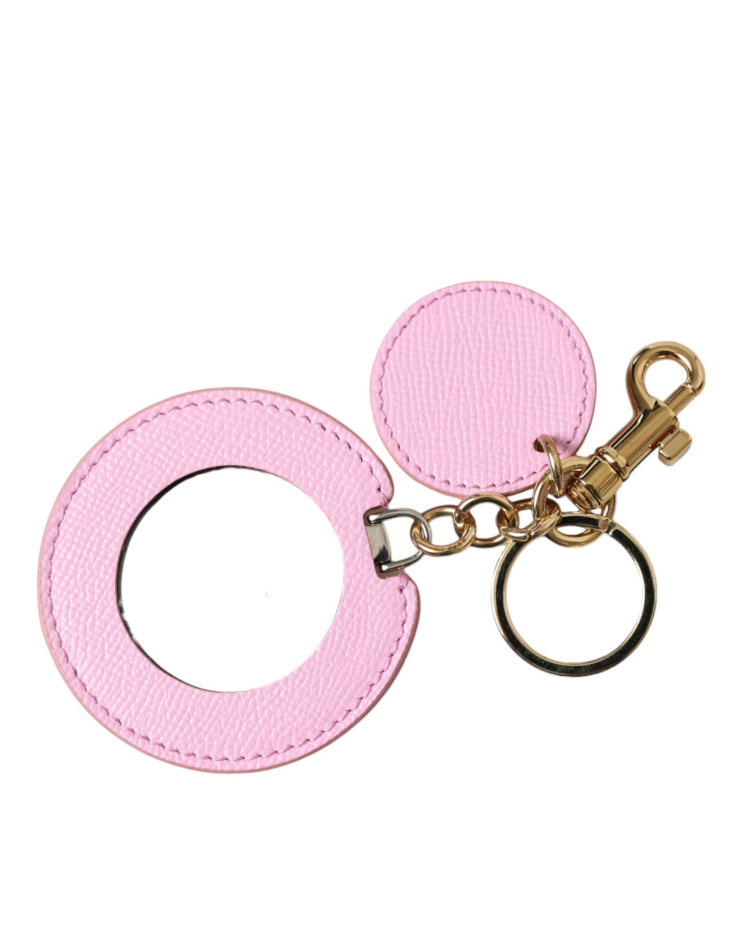 - Elegant Pink Gold Leather Keychain