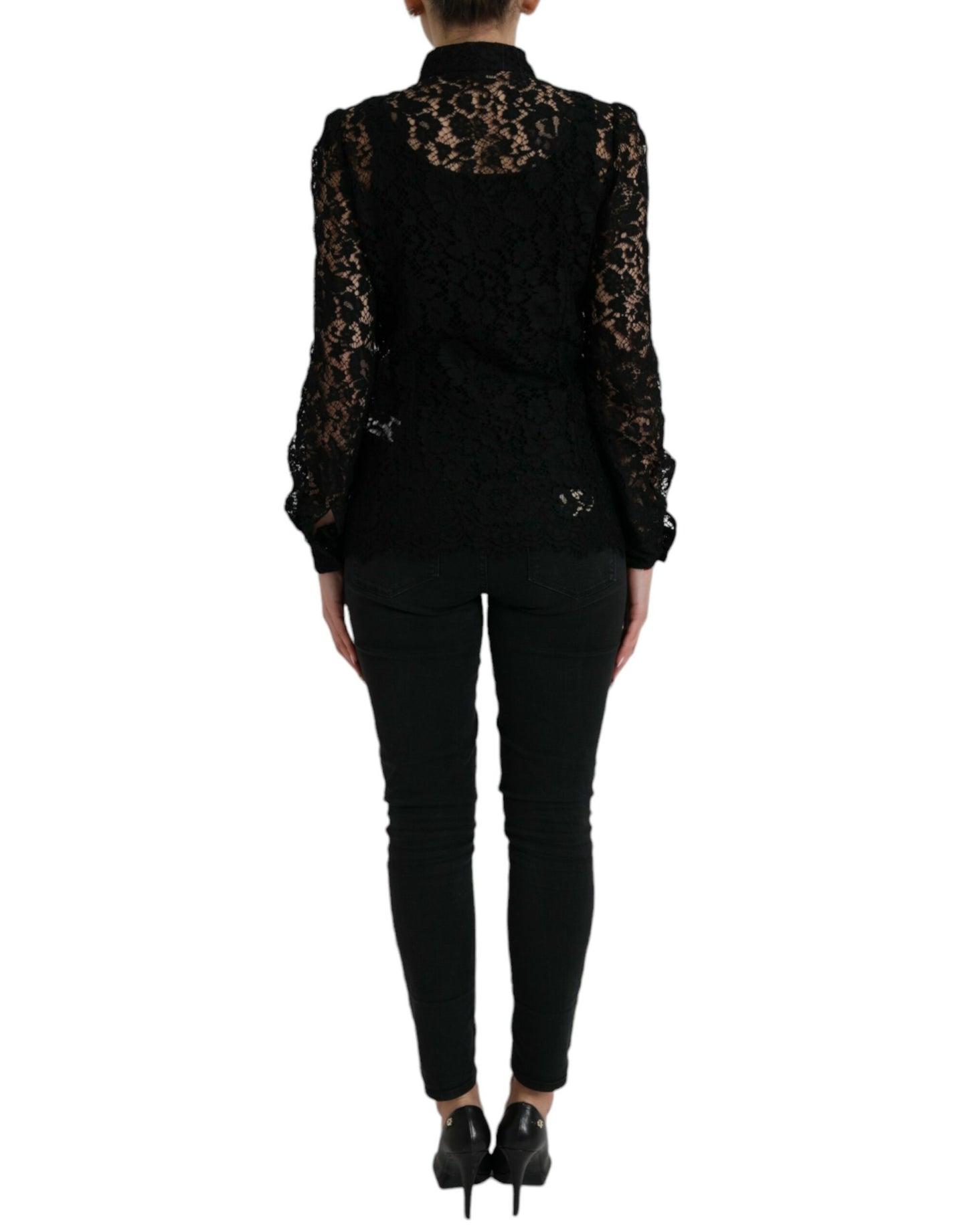- Elegant Floral Lace Blouse Top