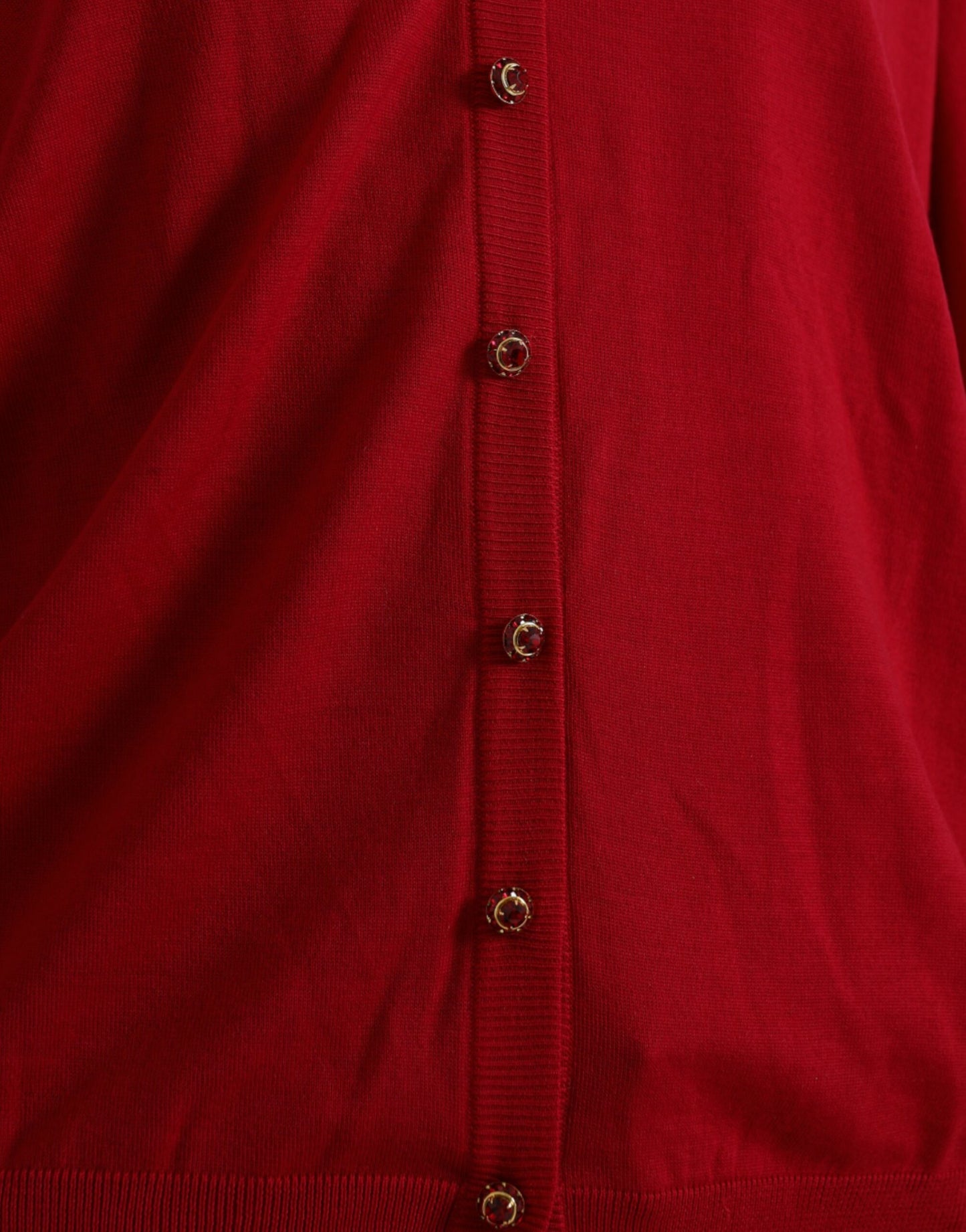 - Elegant Red V-Neck Wool Cardigan
