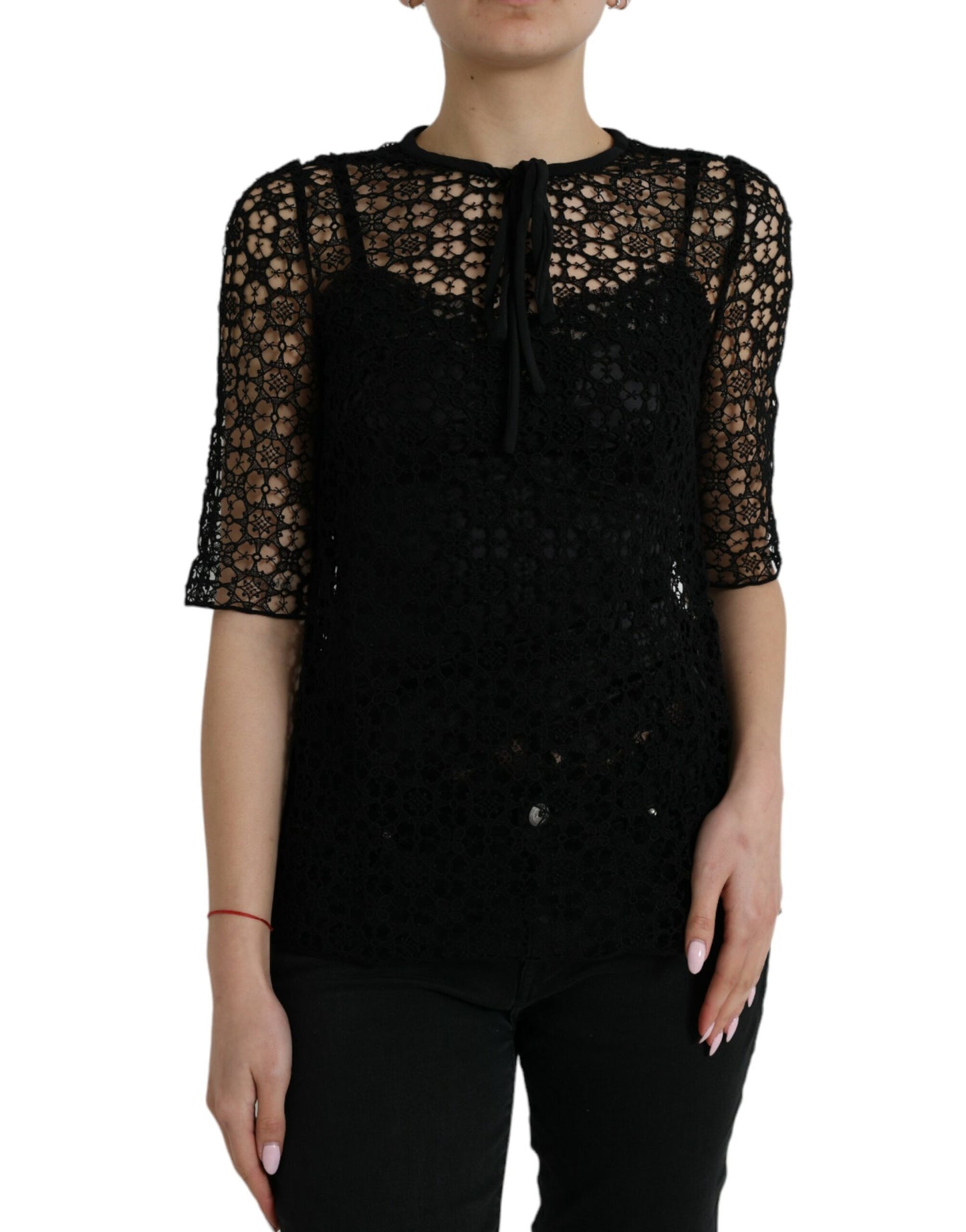 - Elegant Floral Lace Blouse Top