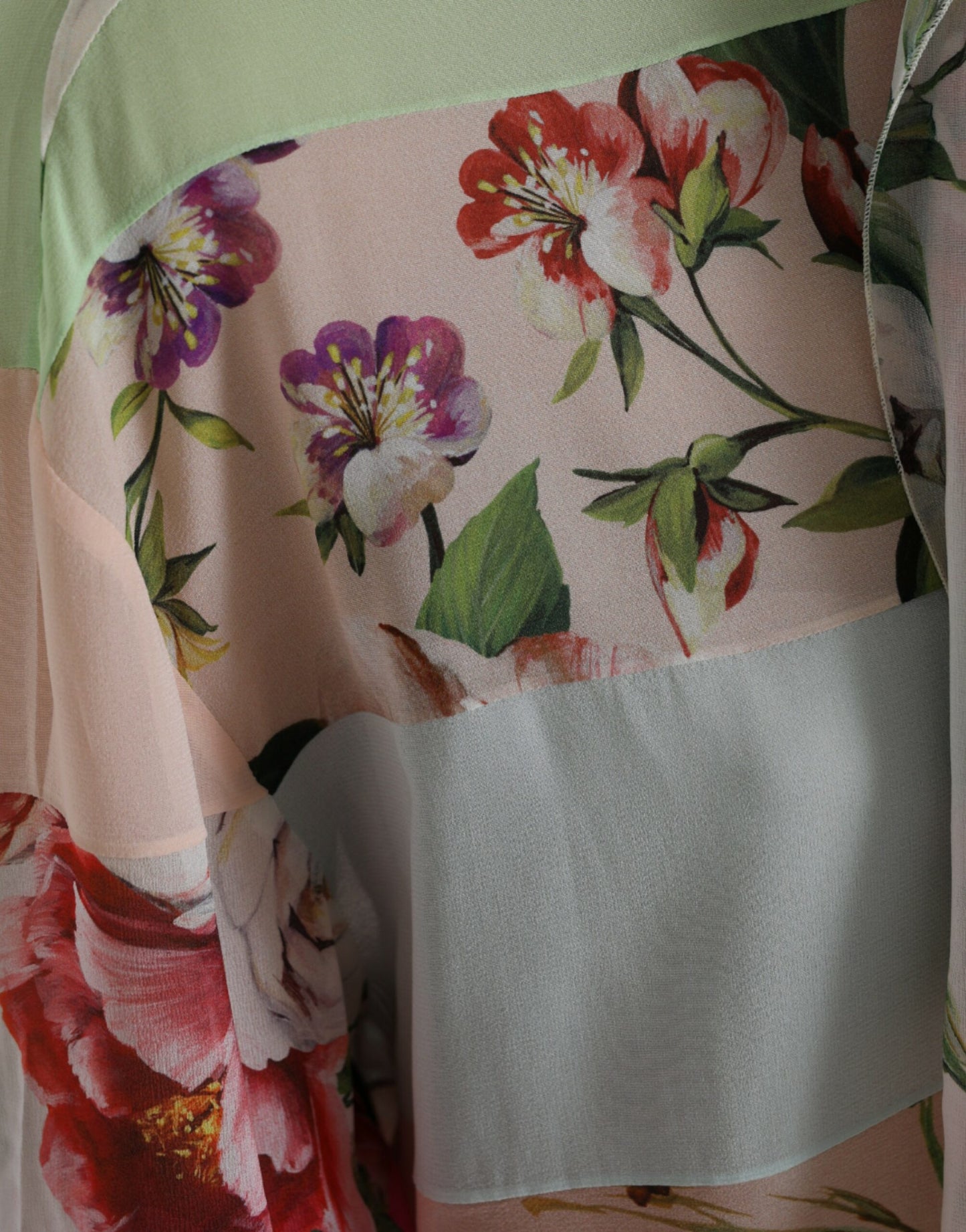 - Elegant Multicolor Silk Blend Long Sleeve Top