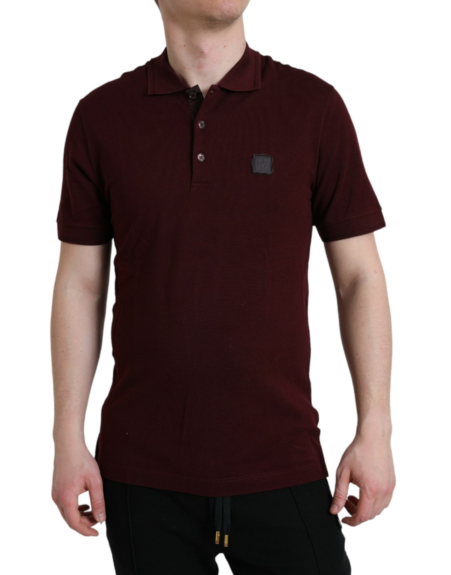 - Elegant Maroon Cotton Blend Polo Tee