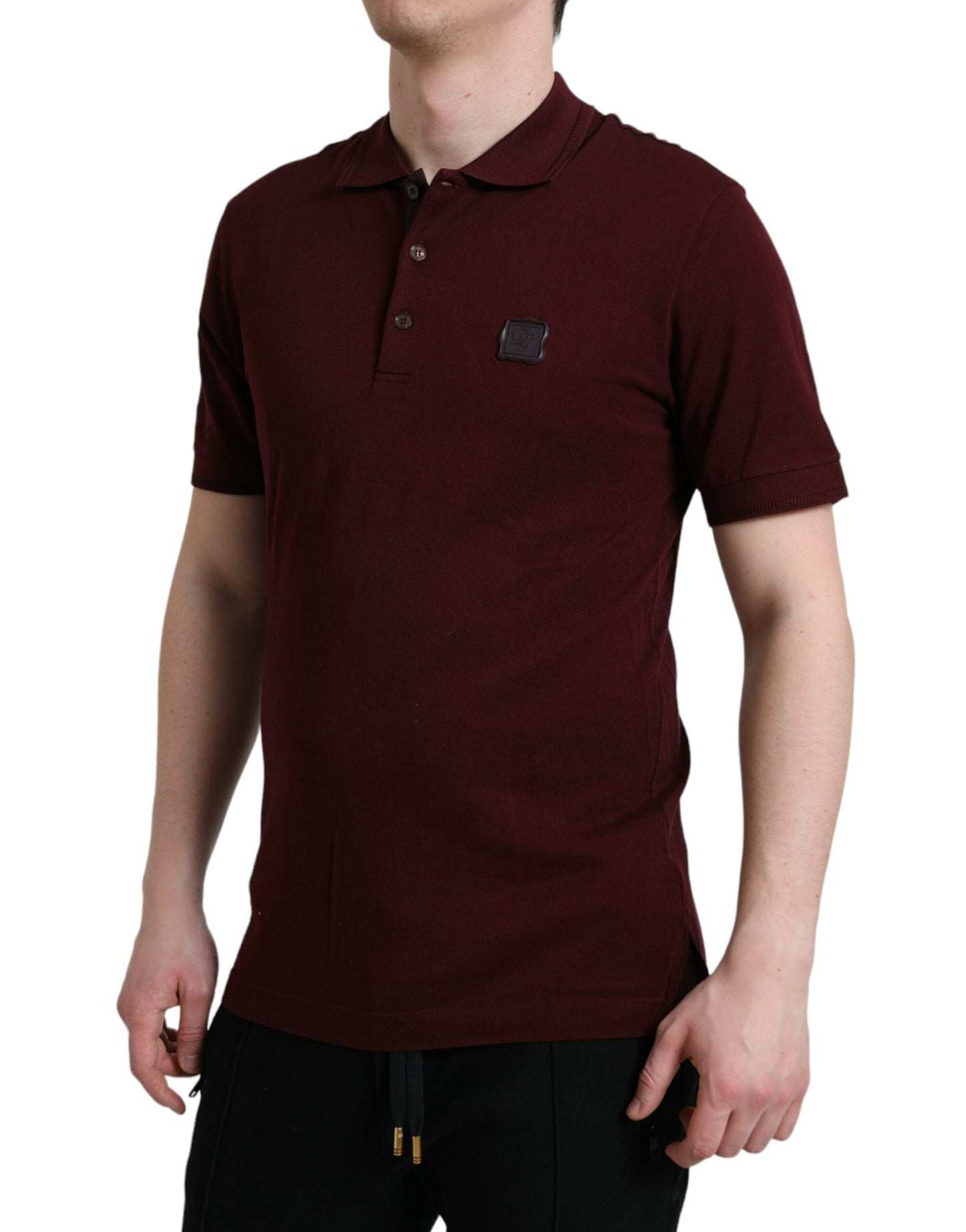 - Elegant Maroon Cotton Blend Polo Tee