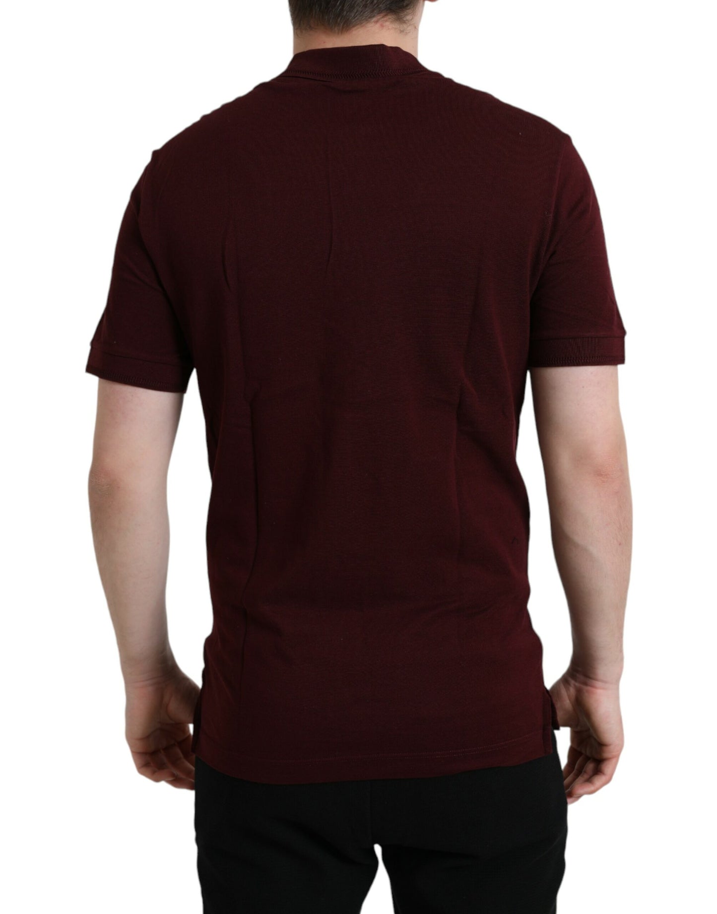 - Elegant Maroon Cotton Blend Polo Tee