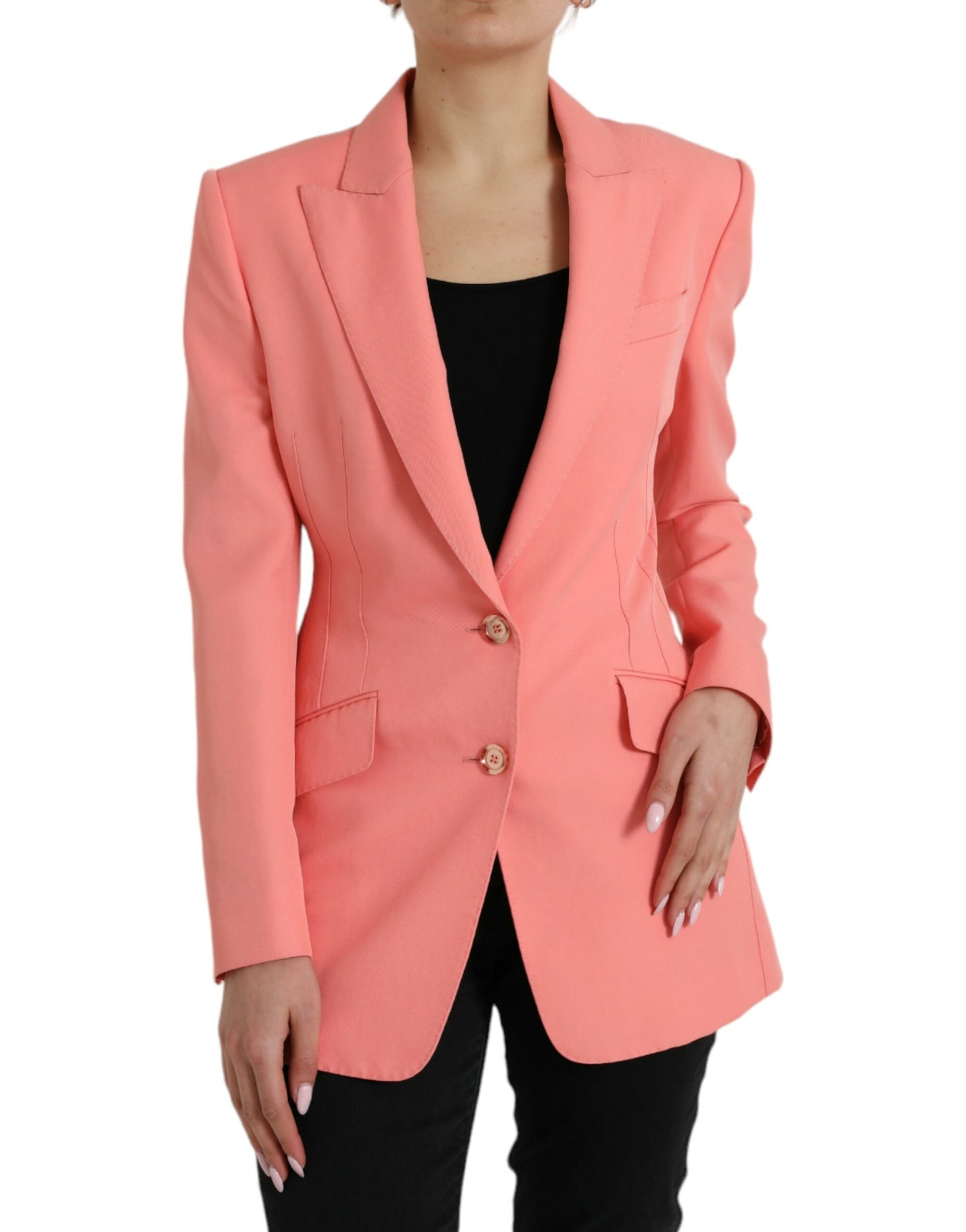 - Chic Pink Peak Lapel Blazer