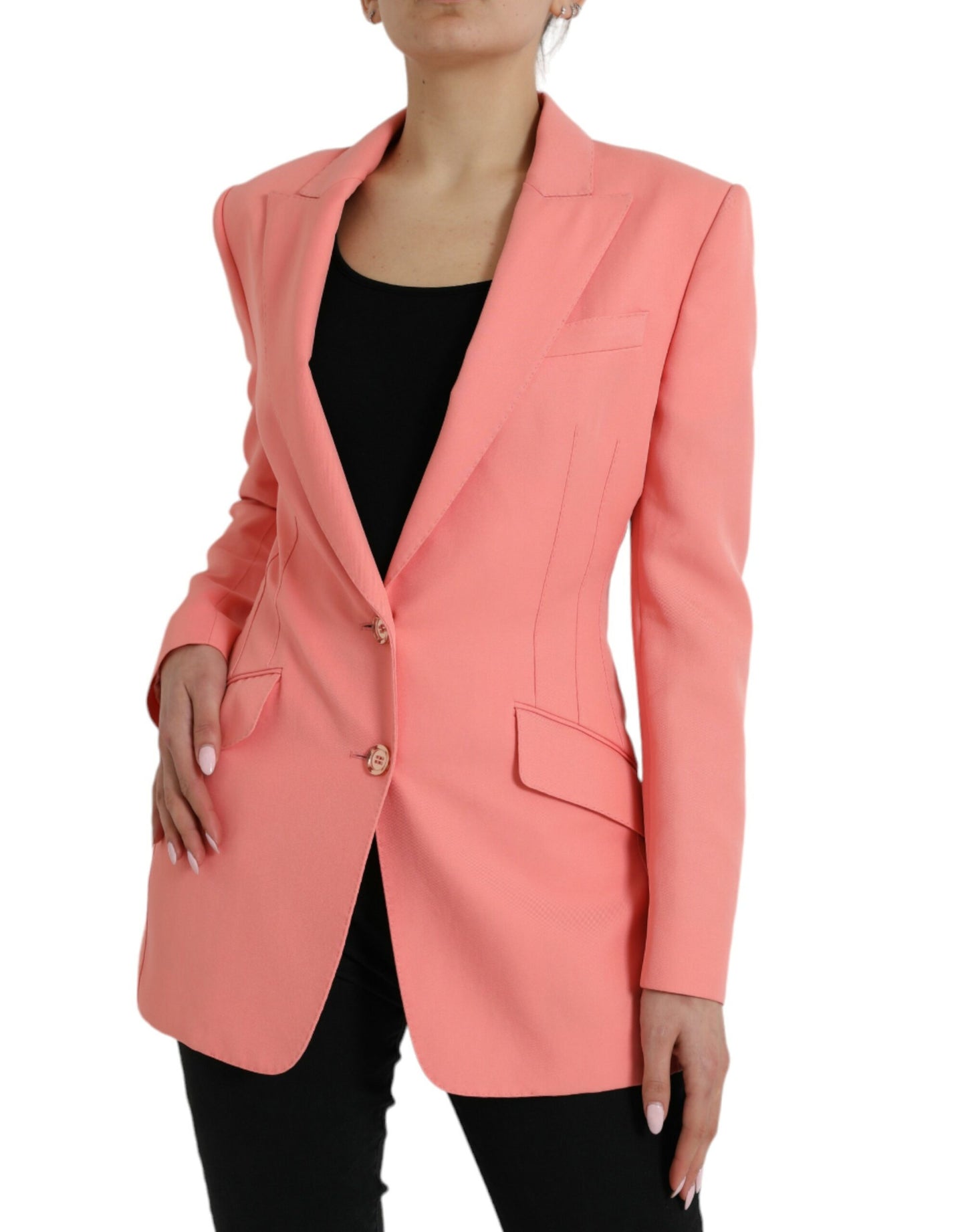 - Chic Pink Peak Lapel Blazer