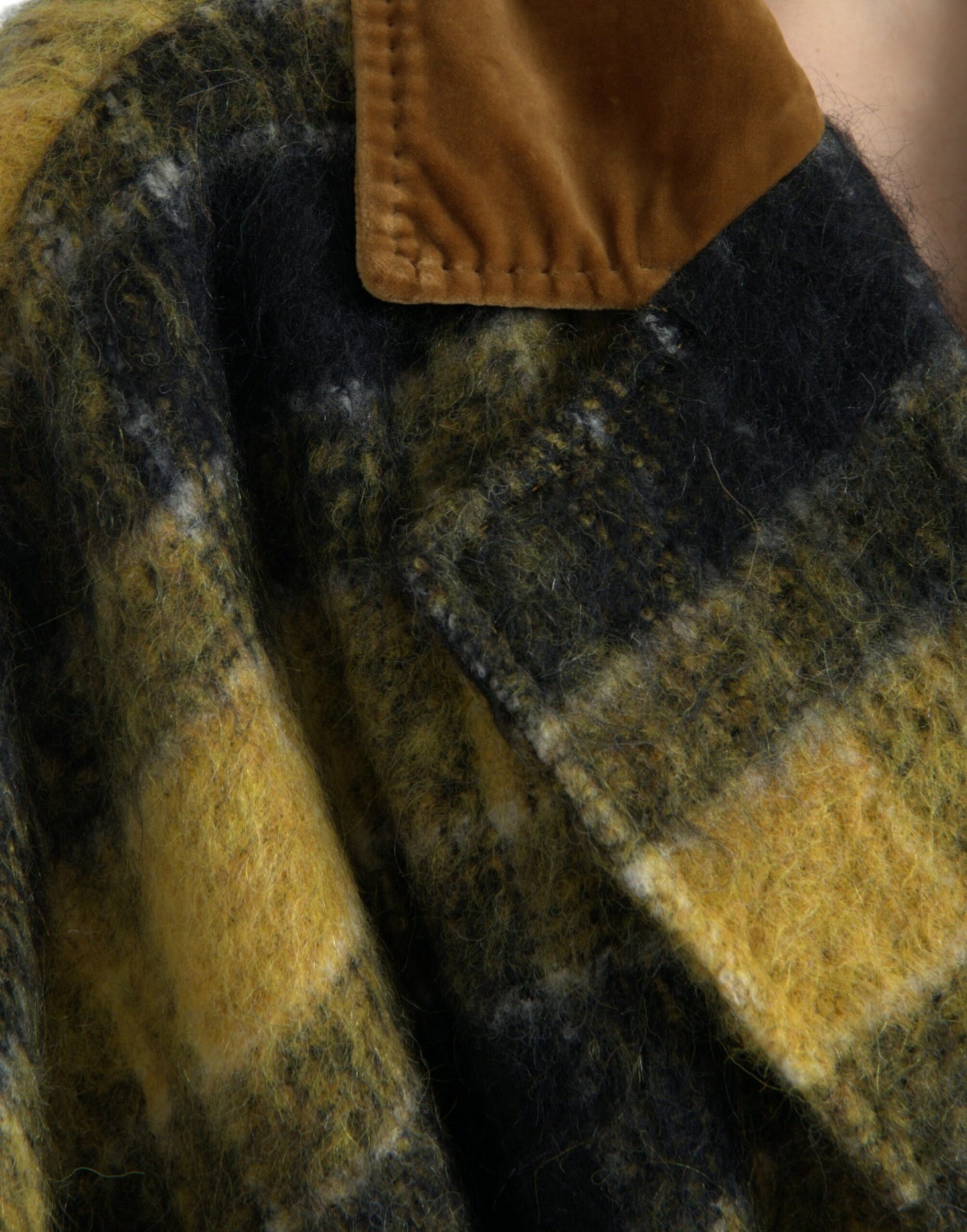 - Chic Checkered Long Trench Coat in Sunny Yellow