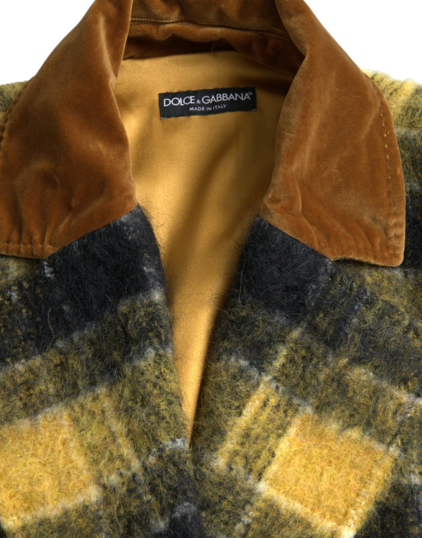 - Chic Checkered Long Trench Coat in Sunny Yellow