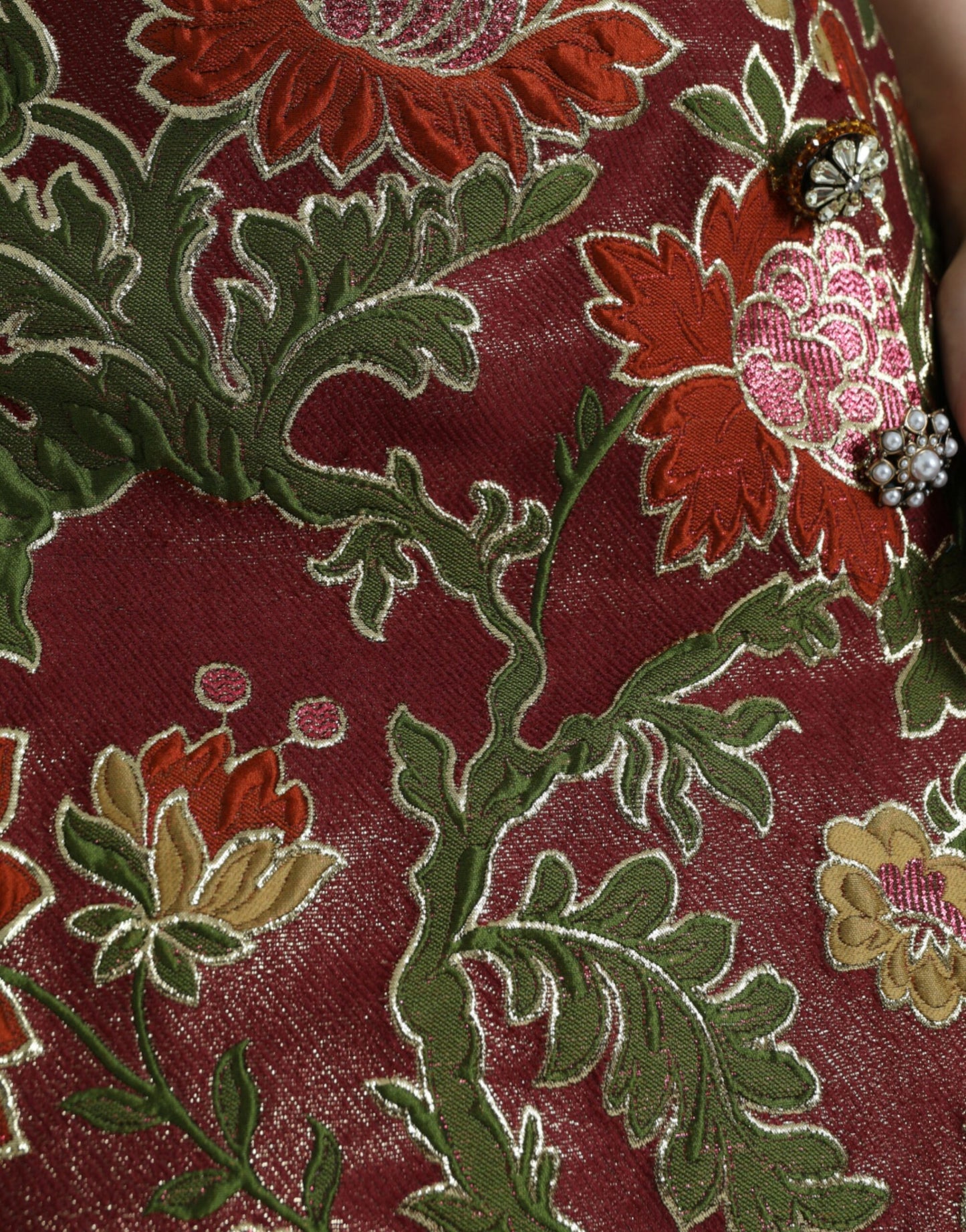 - Maroon Floral Jacquard Mini Skirt