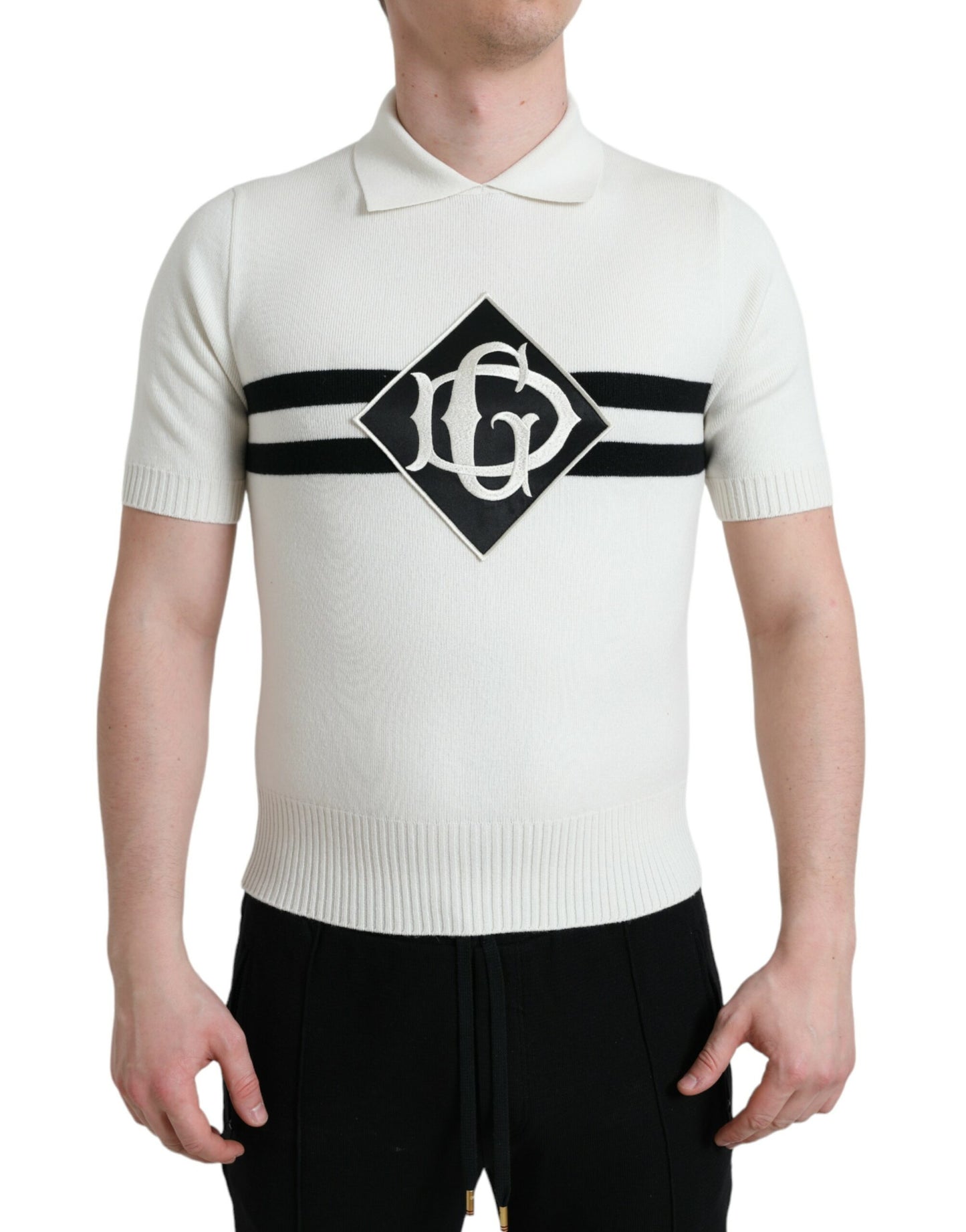 - White DG Logo Collared Henley Shirt T-shirt