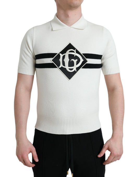 - White DG Logo Collared Henley Shirt T-shirt
