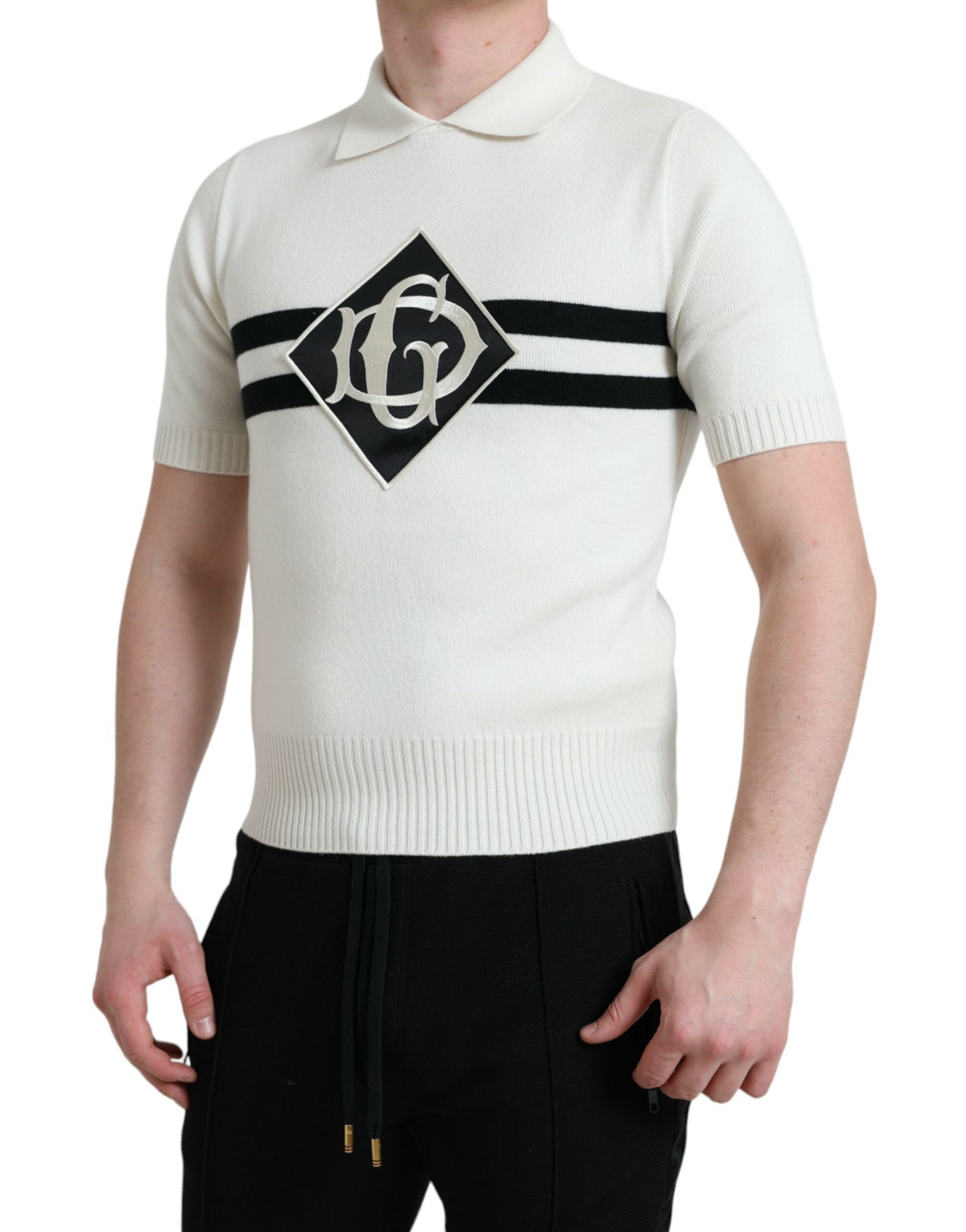 - White DG Logo Collared Henley Shirt T-shirt