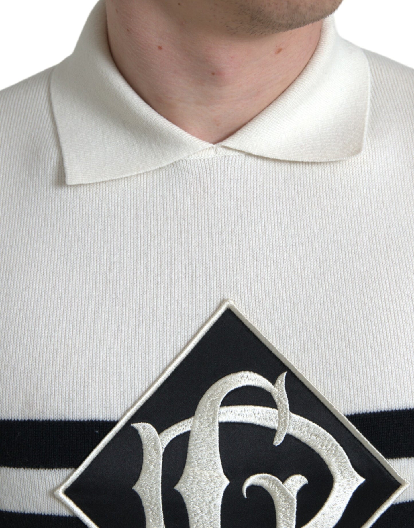 - White DG Logo Collared Henley Shirt T-shirt