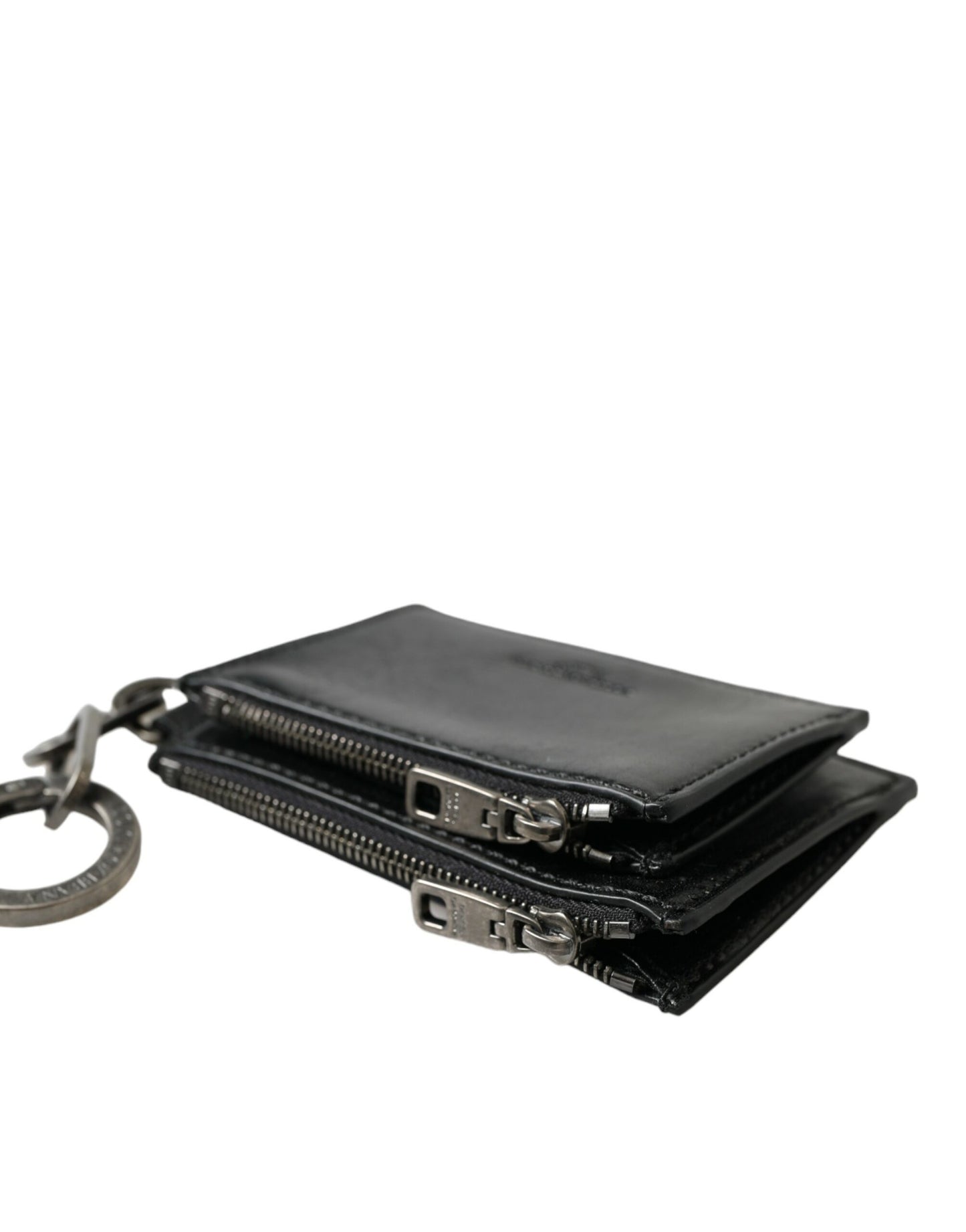 - Black Leather Zip Logo Keyring Coin Purse Keyring Wallet