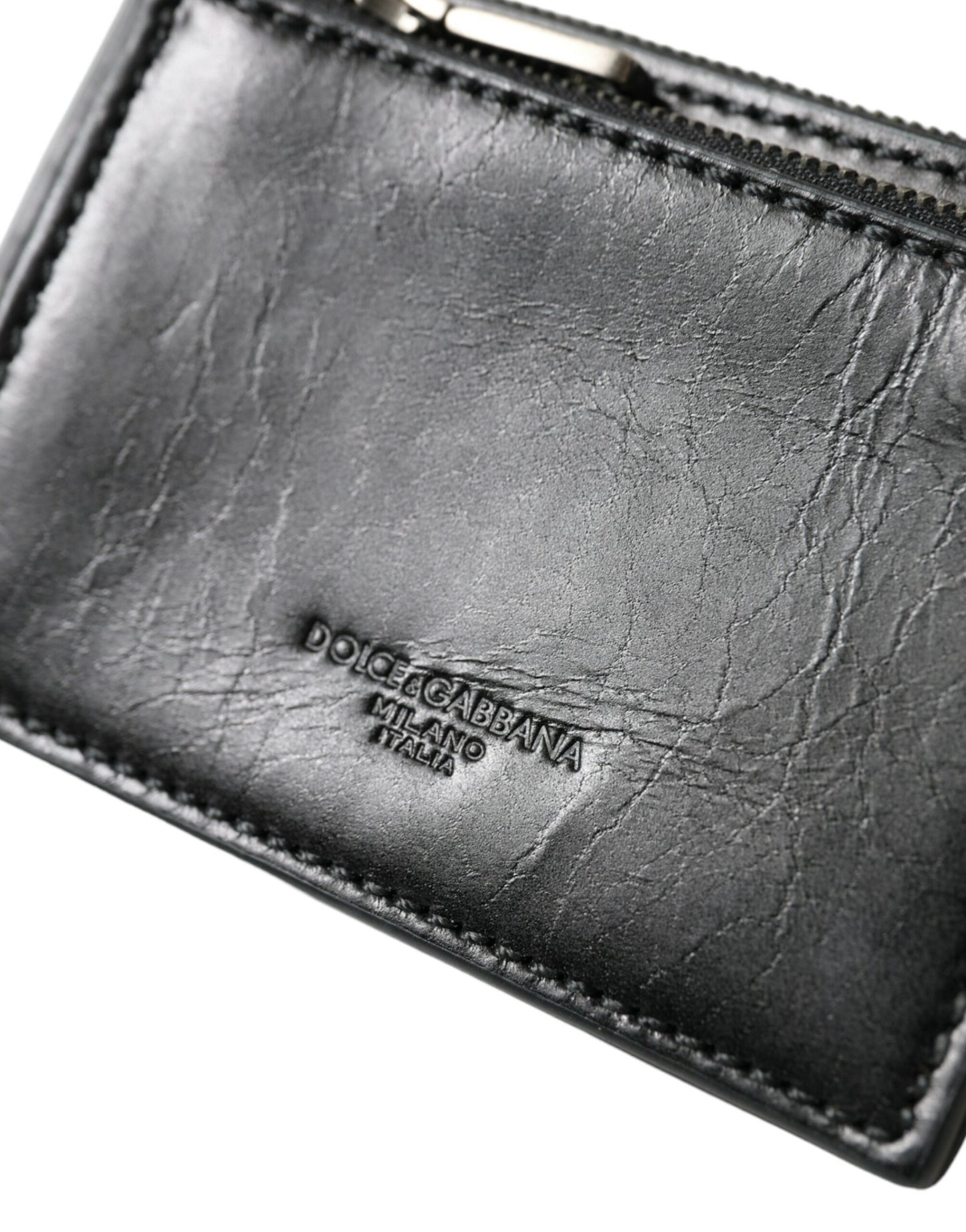 - Black Leather Zip Logo Keyring Coin Purse Keyring Wallet