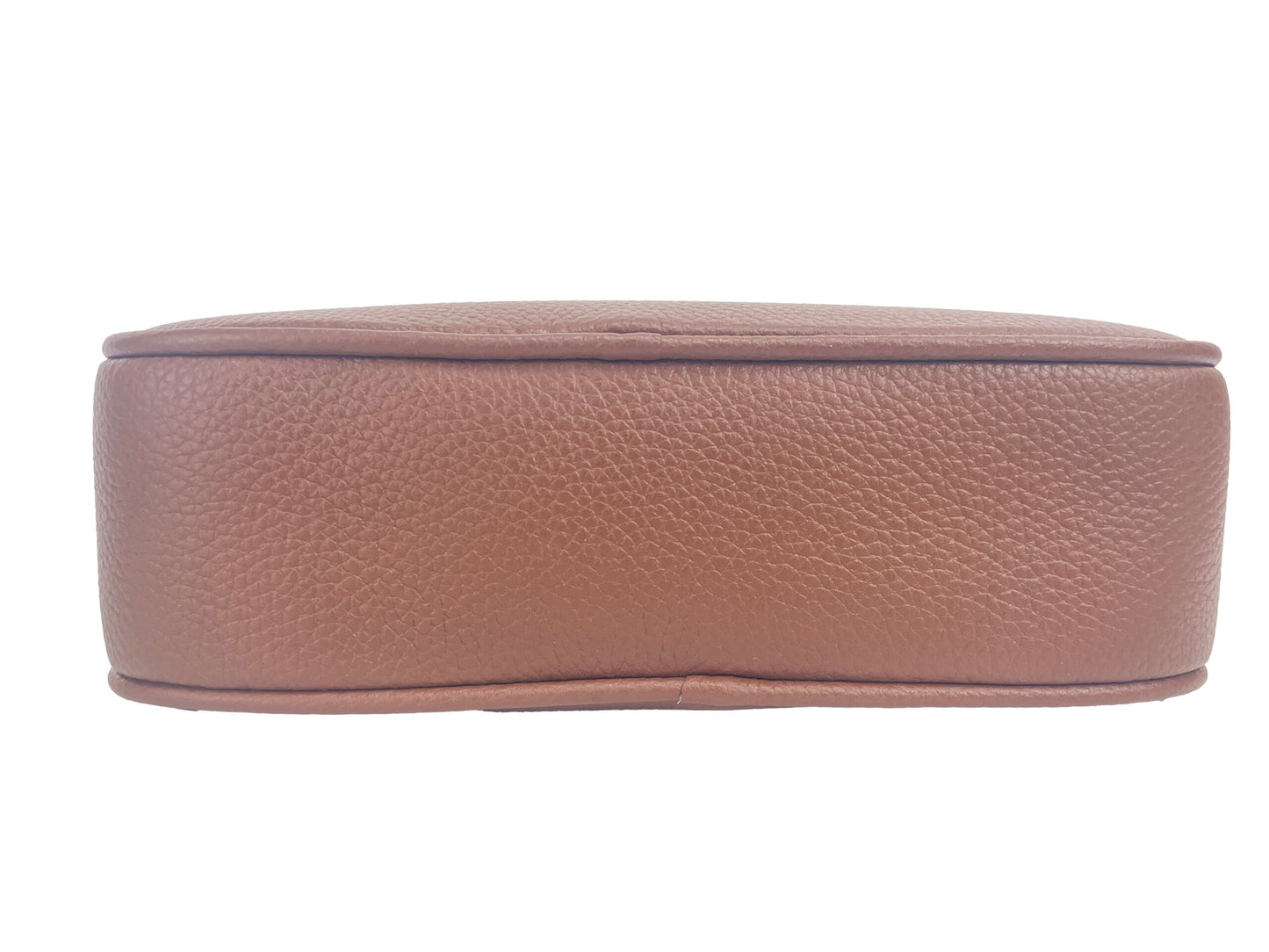 - Small Leather Tan Camera Crossbody TB Logo Bag