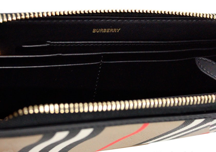 - Ellerby Black Leather Icon Stripe Canvas Zip Around Continental Wallet