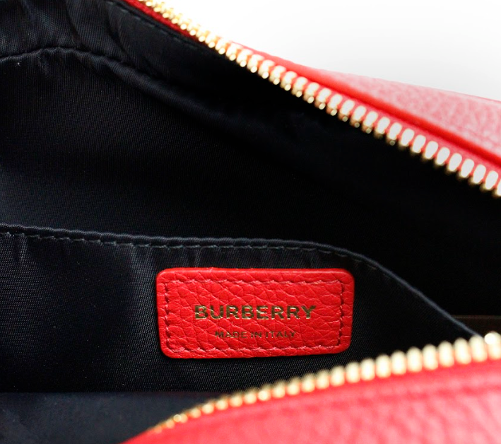 - Small Branded Bright Red Grainy Leather Camera Crossbody Bag