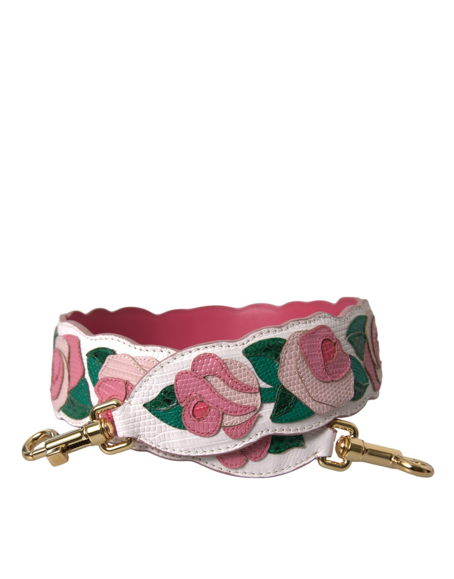 - White Floral Leather Accessory Shoulder Strap