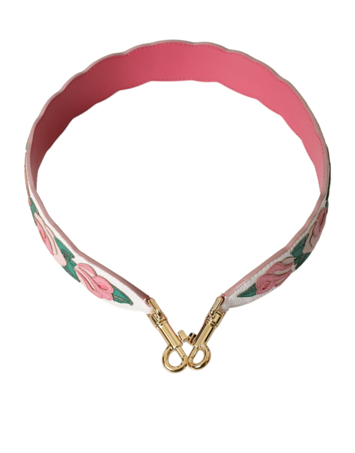 - White Floral Leather Accessory Shoulder Strap