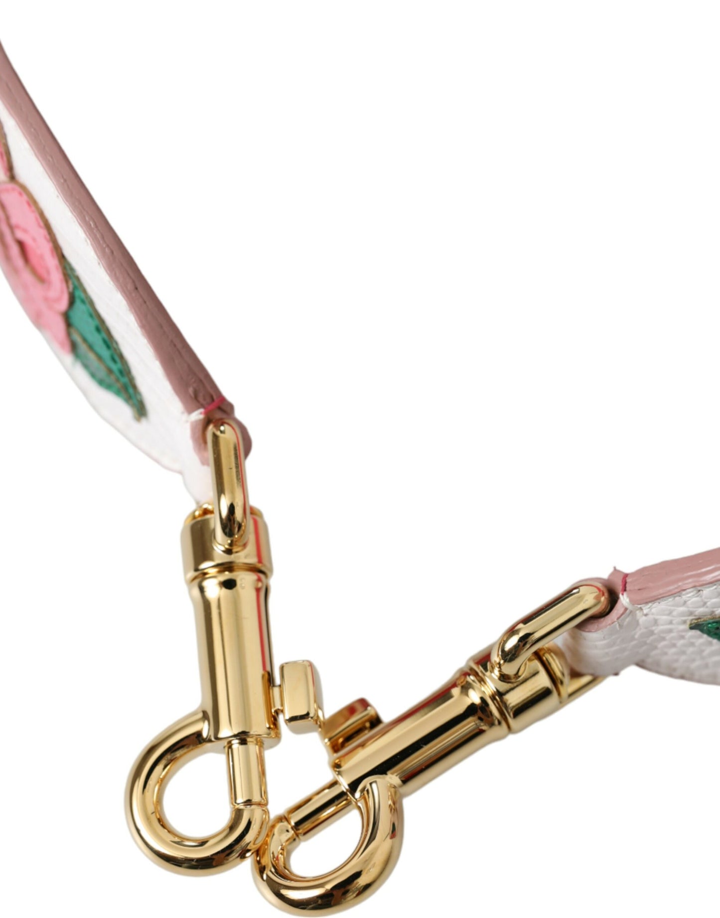- White Floral Leather Accessory Shoulder Strap