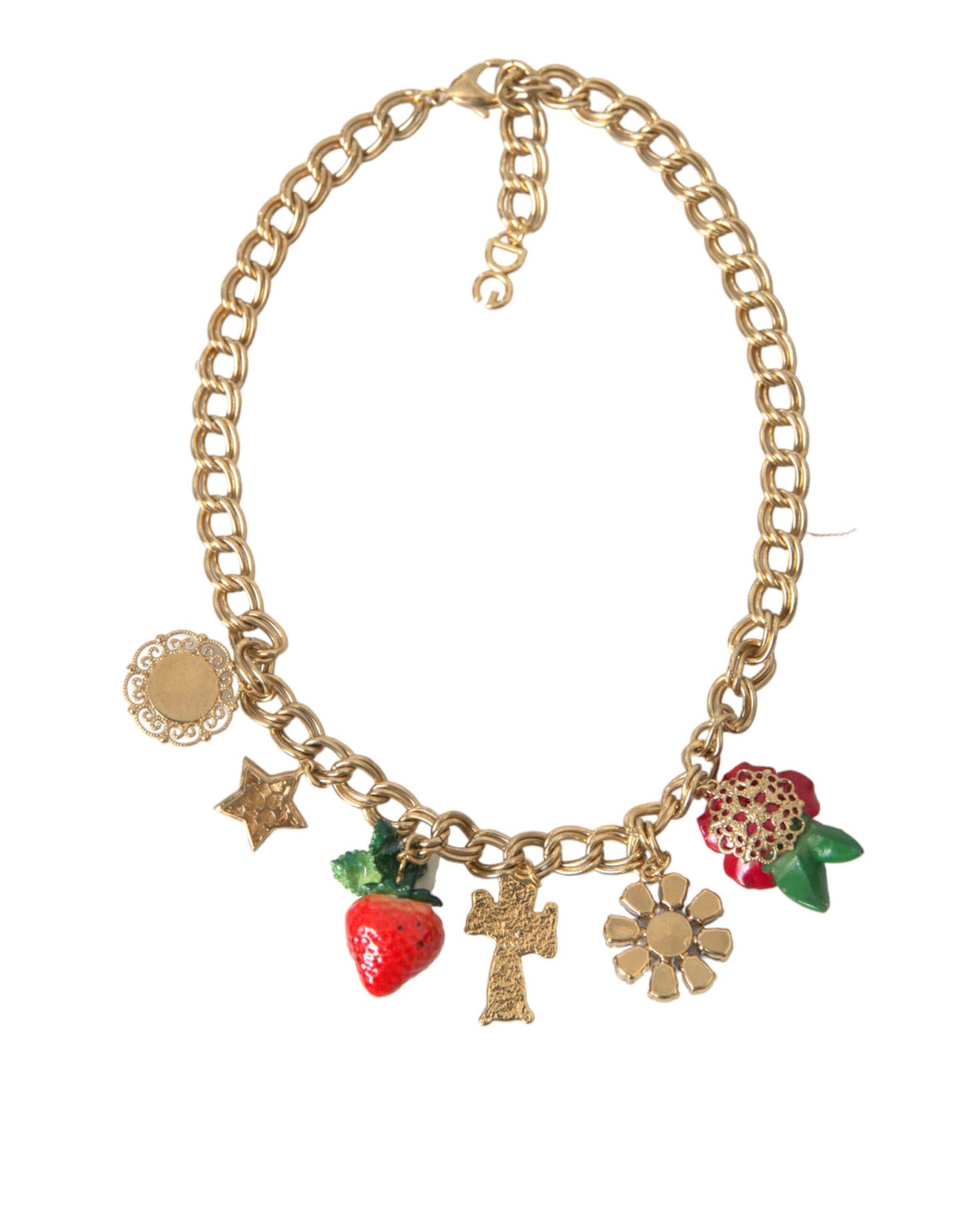 - Gold Chain Rose Cross Strawberry Star Pendant Necklace