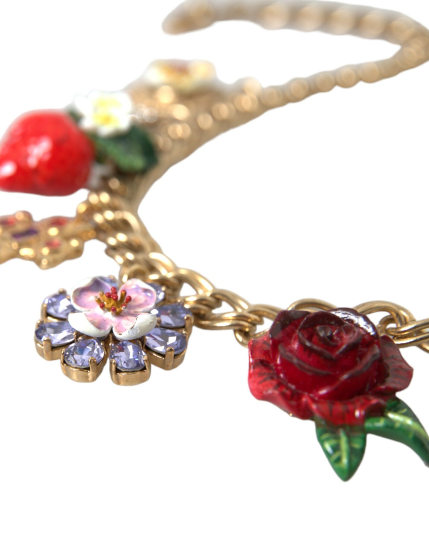 - Gold Chain Rose Cross Strawberry Star Pendant Necklace