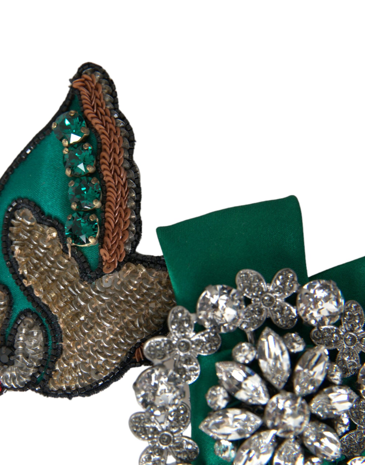 - Green Satin Bird Crystal Women Hair Clip