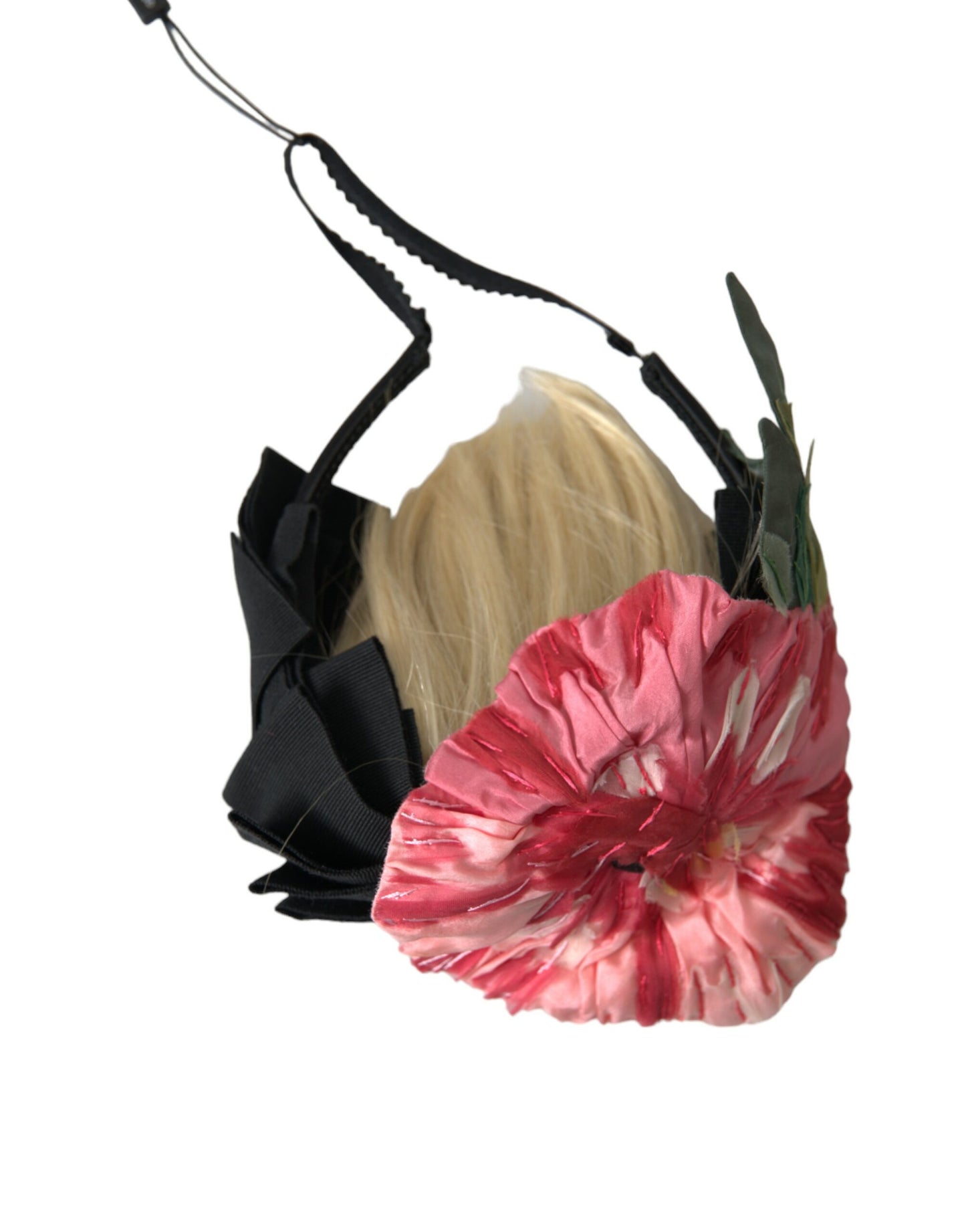 - Black Viscose White Hair Parrucchiera Headband Diadem