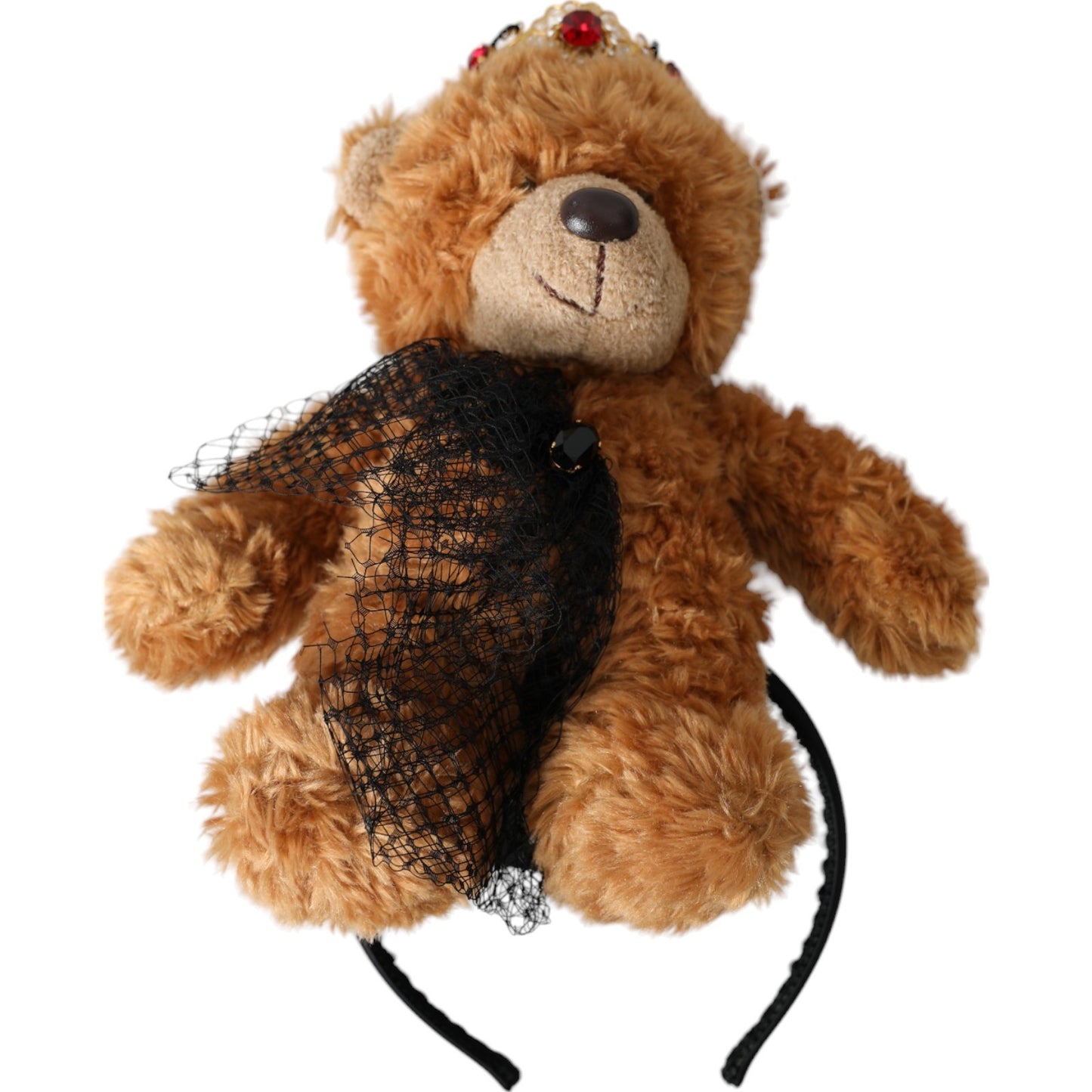 - Brown Teddy Bear Gold Crystal Crown Hair Band Diadem