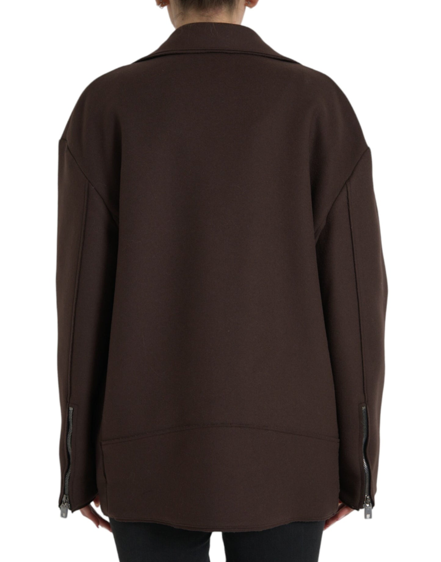 Brown Coat Short Biker Wool Jacket - The Luxe Alliance