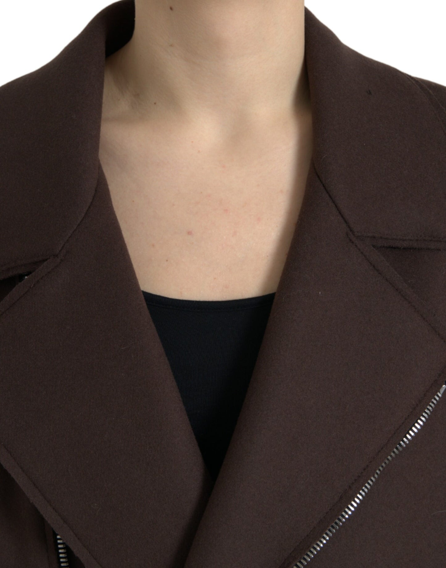 Brown Coat Short Biker Wool Jacket - The Luxe Alliance