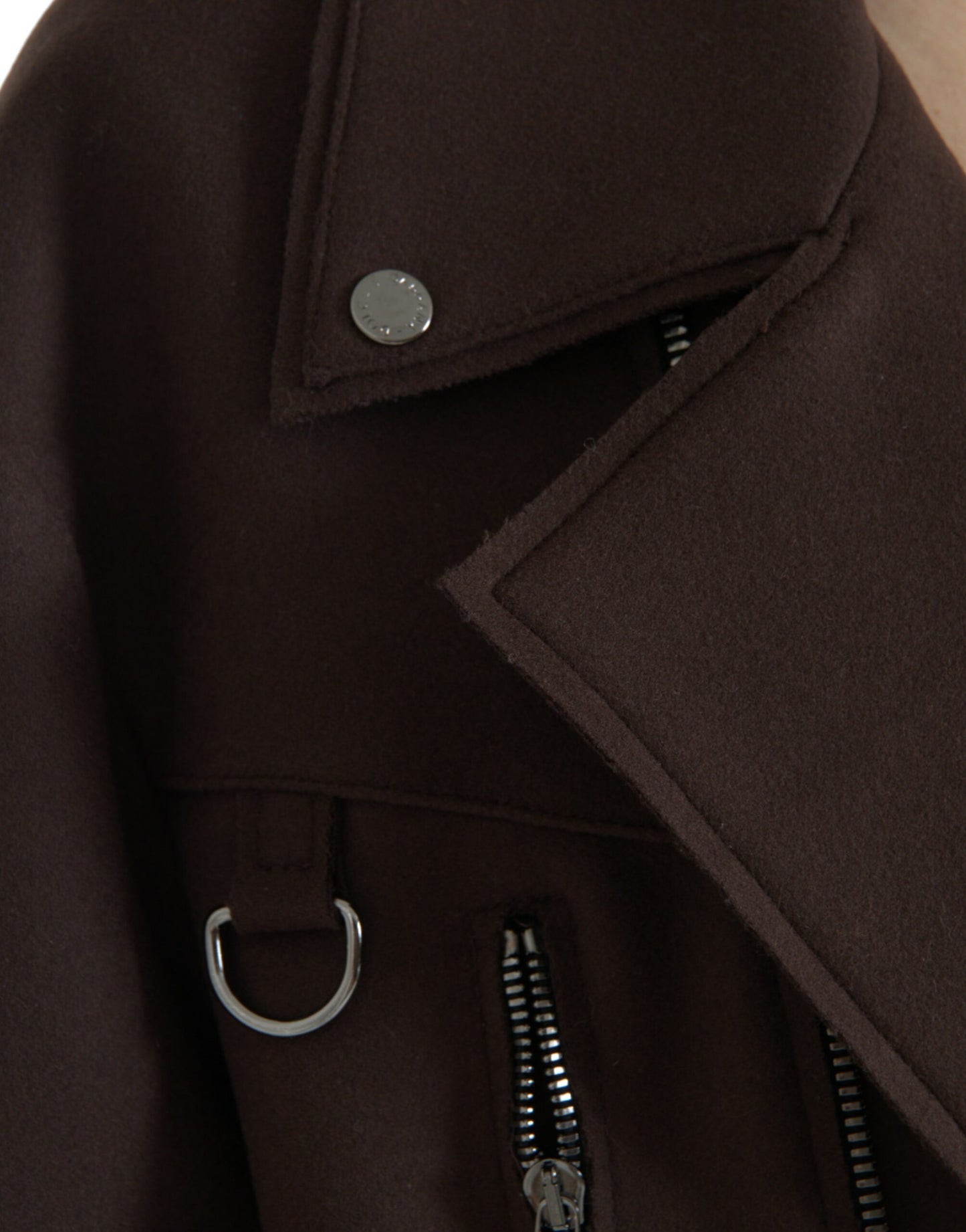 Brown Coat Short Biker Wool Jacket - The Luxe Alliance