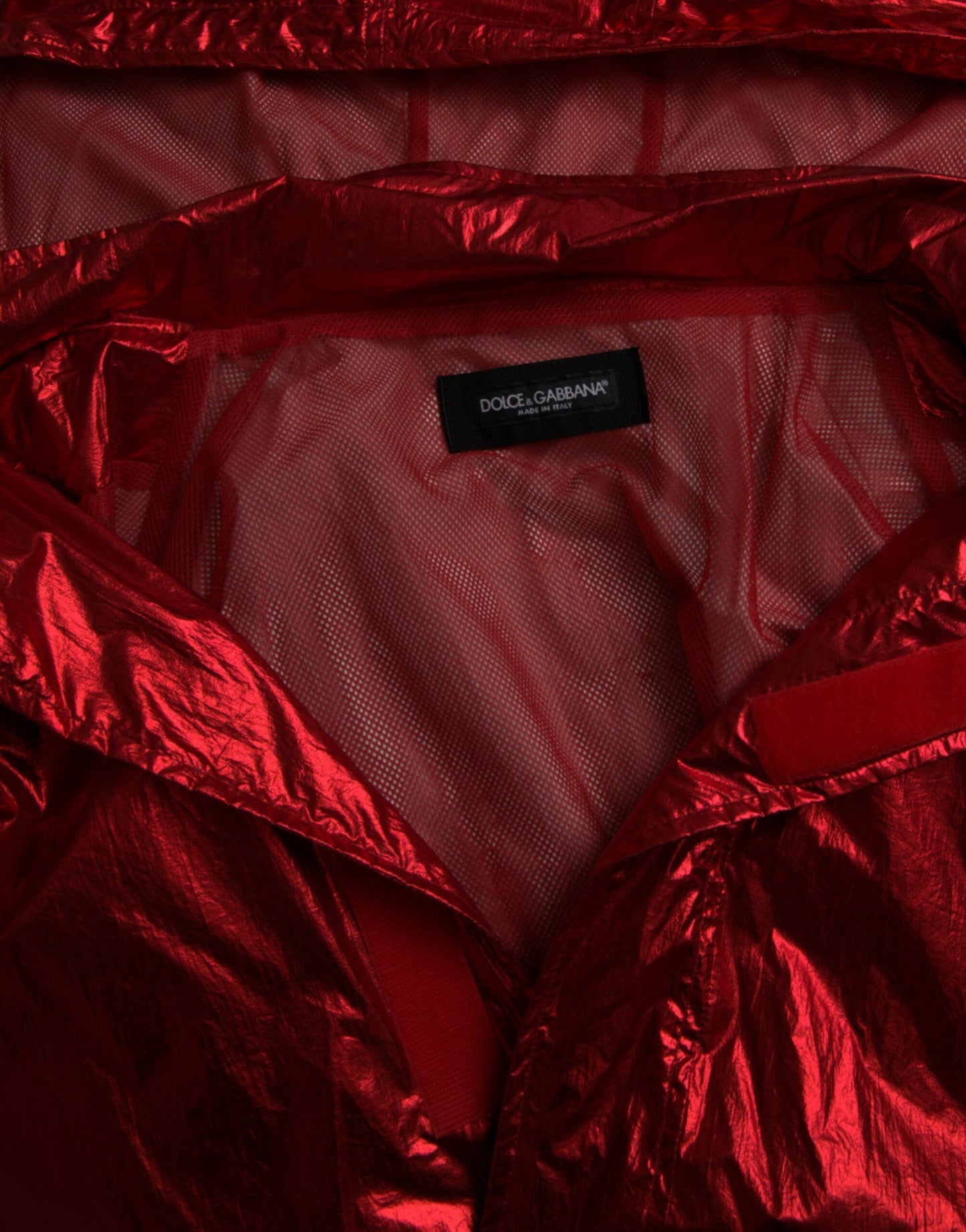 - Red Nylon Hooded Pullover Sweatshirt Jacket