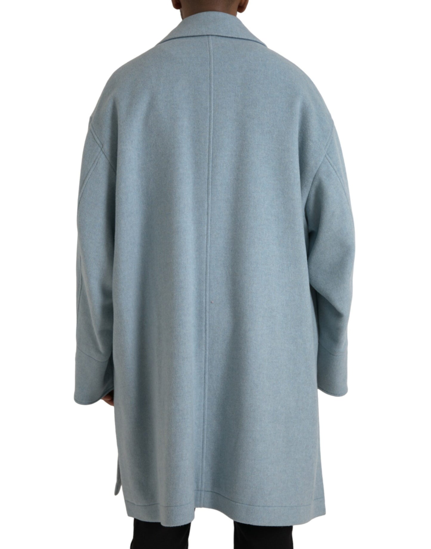 - Light Blue Wool Button Trench Coat Jacket