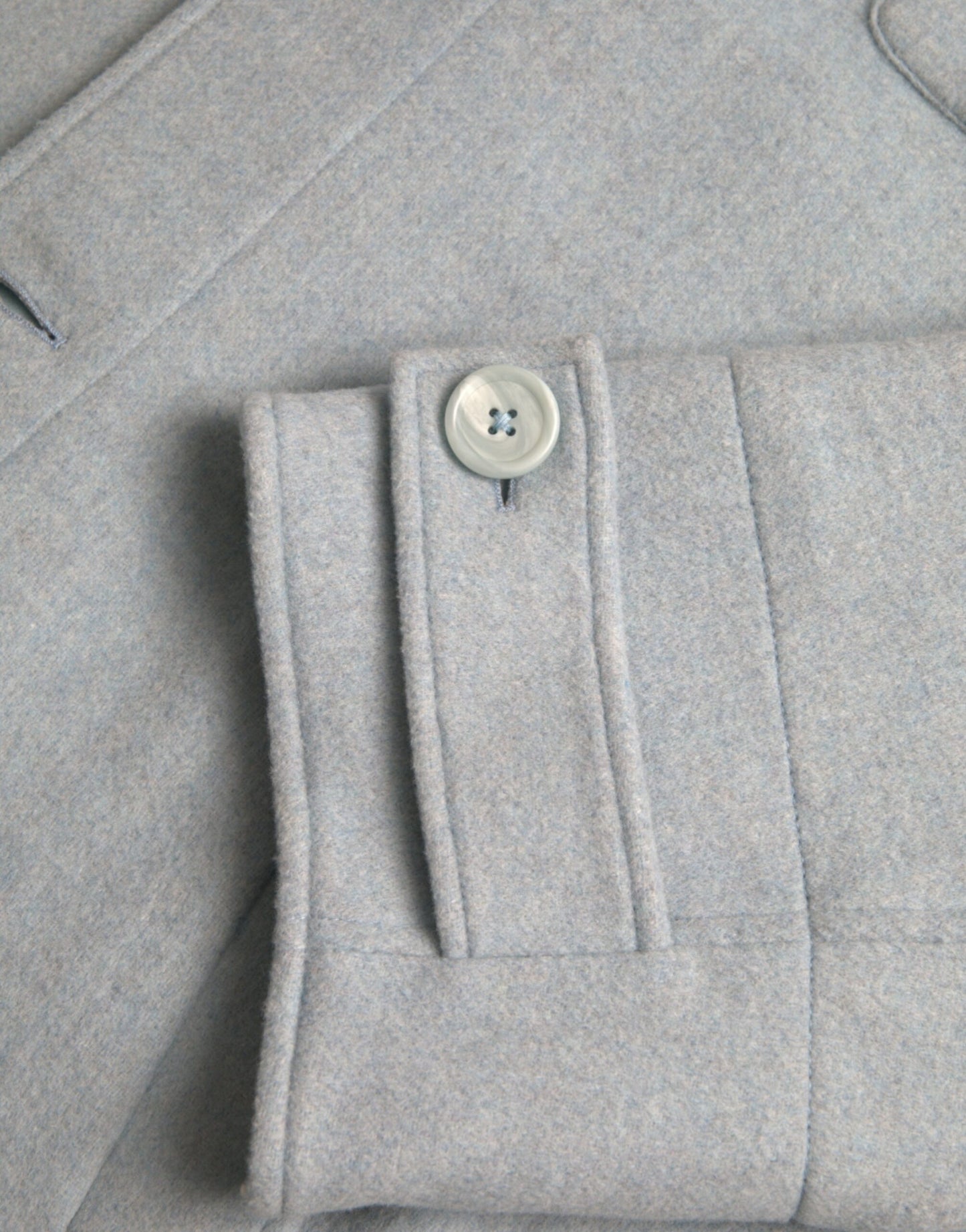 - Light Blue Wool Button Trench Coat Jacket