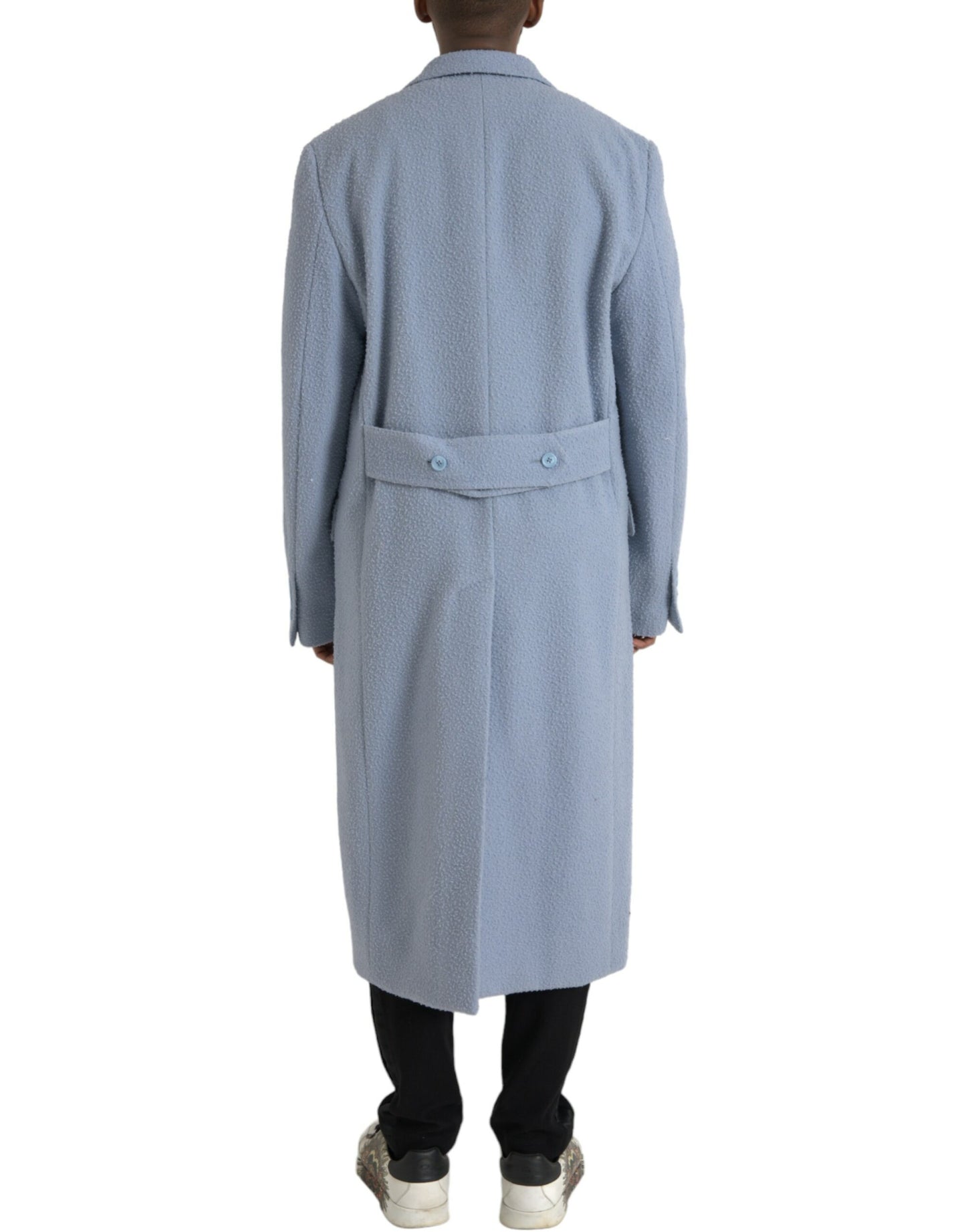 Blue Double Breasted Long Trench Coat Jacket - The Luxe Alliance