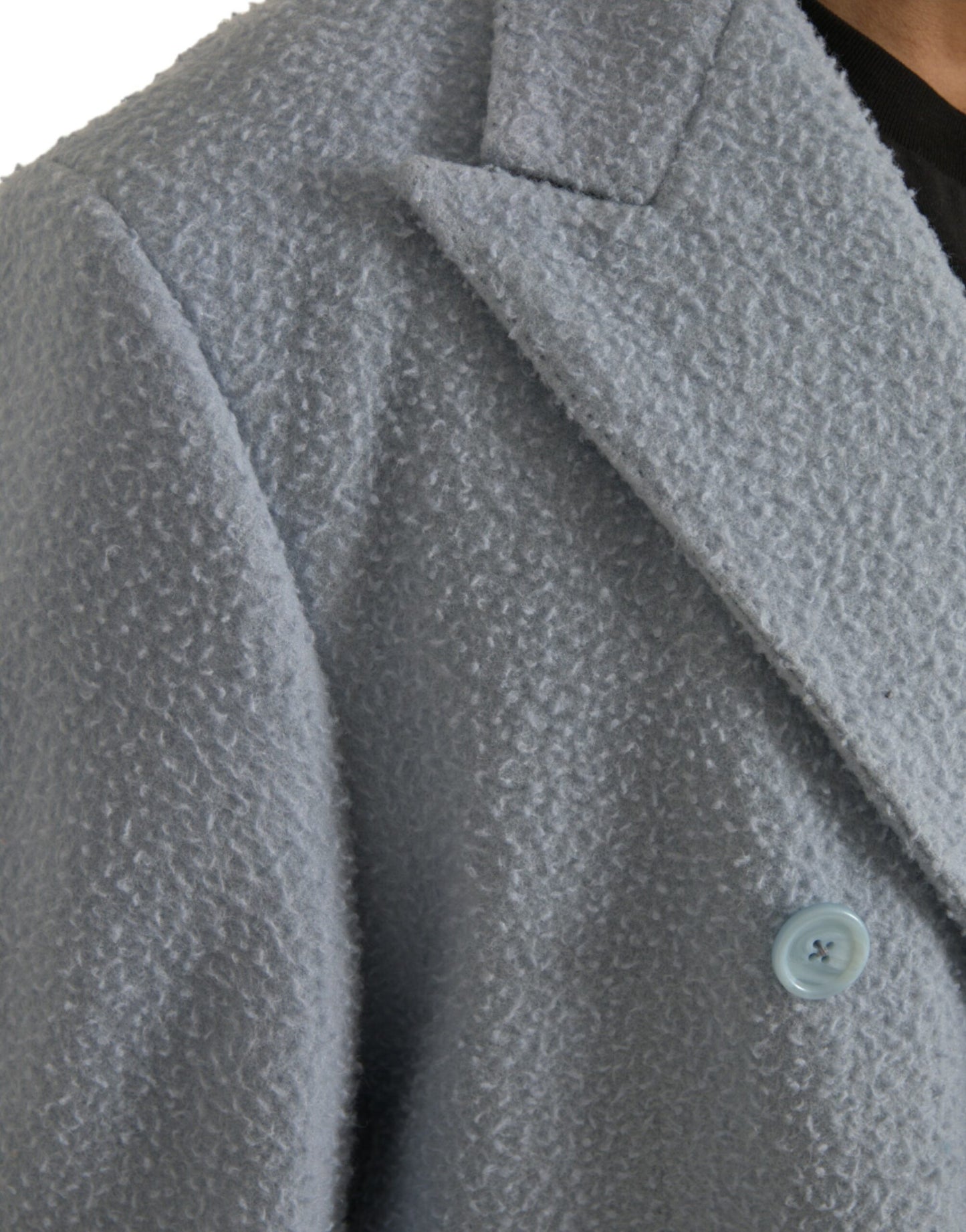 Blue Double Breasted Long Trench Coat Jacket - The Luxe Alliance
