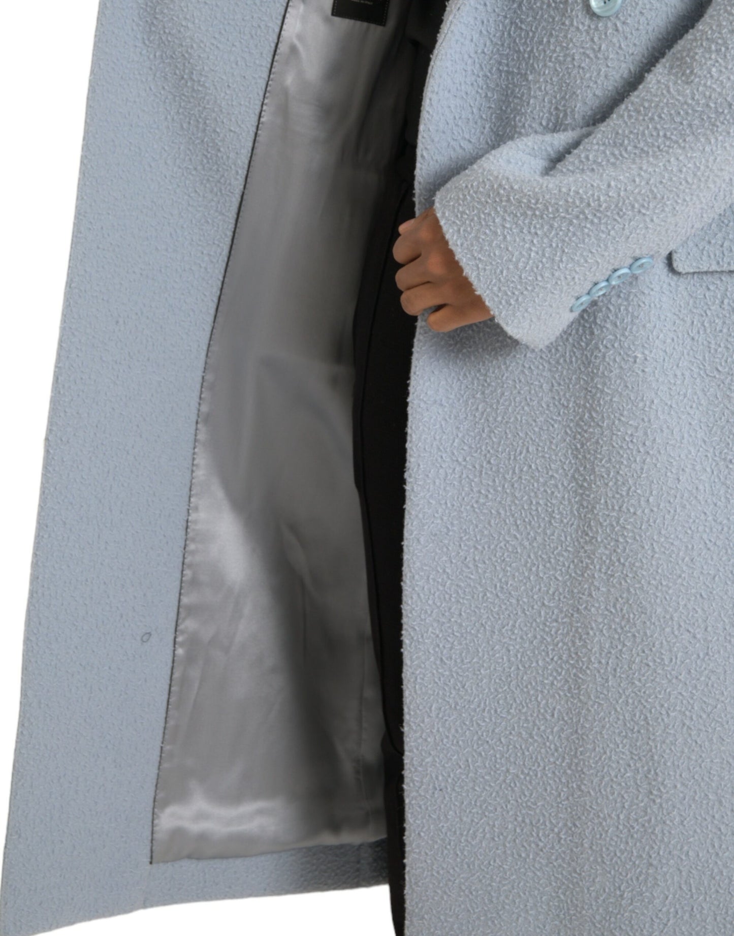 Blue Double Breasted Long Trench Coat Jacket - The Luxe Alliance